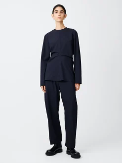Outlet Studio Nicholson Awe Tropical Wool Pant Darkest Navy