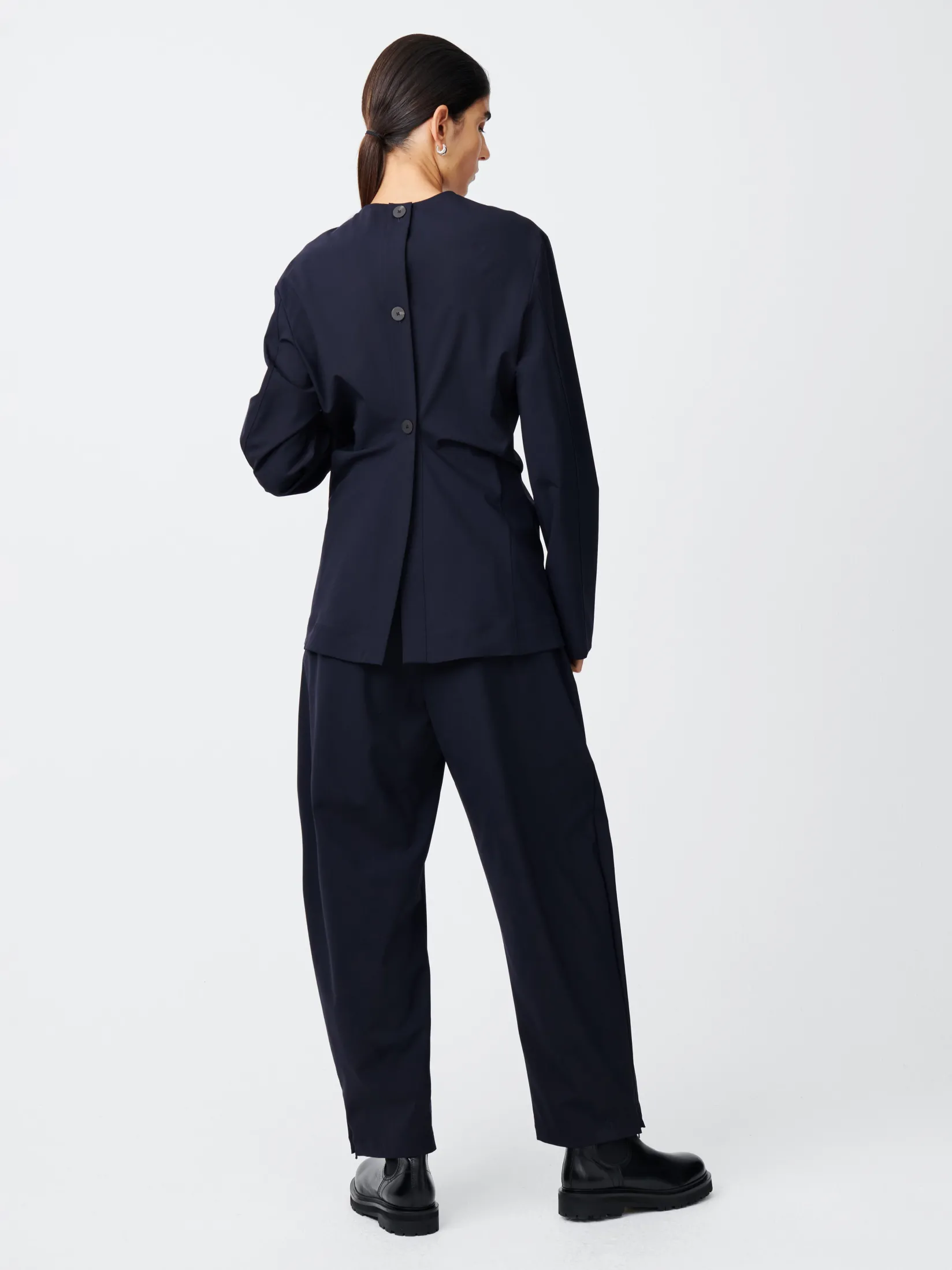 Outlet Studio Nicholson Awe Tropical Wool Pant Darkest Navy