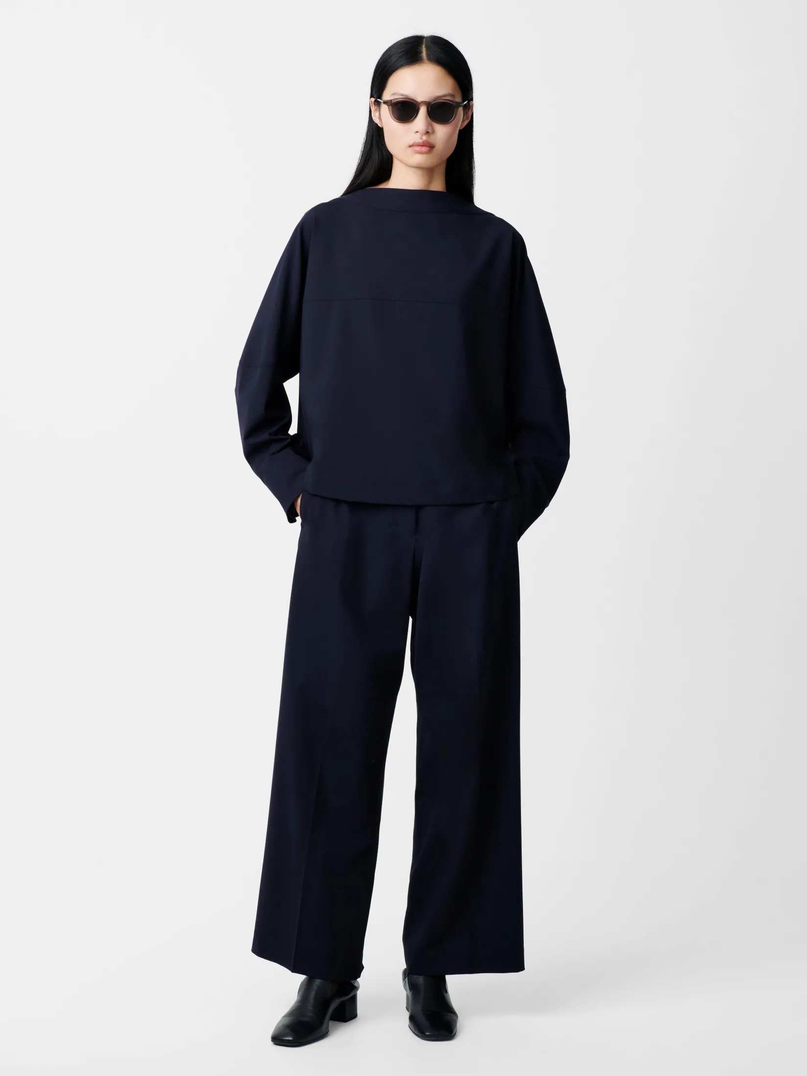 New Studio Nicholson Baier Tropical Wool Pant Darkest Navy