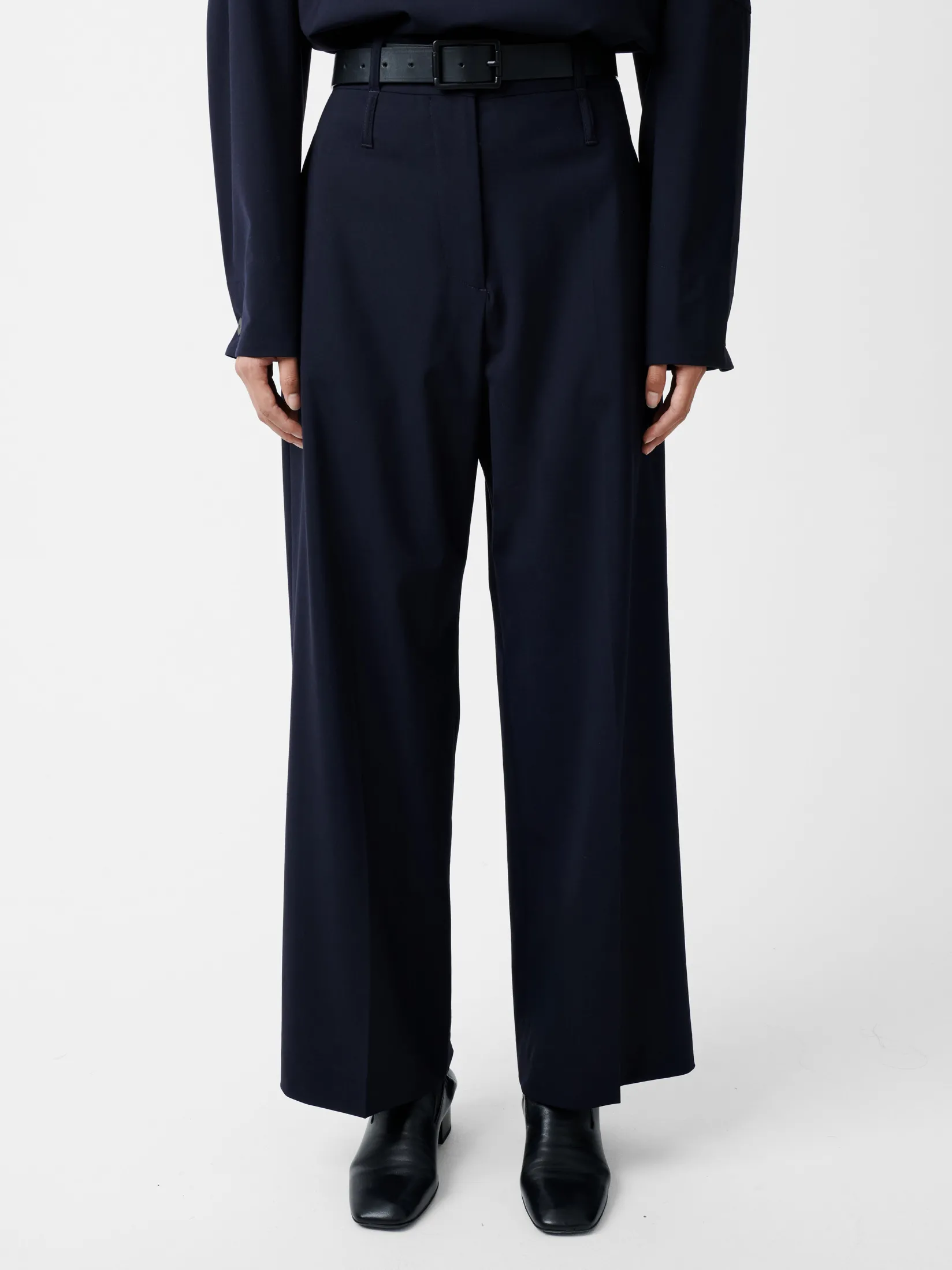 New Studio Nicholson Baier Tropical Wool Pant Darkest Navy
