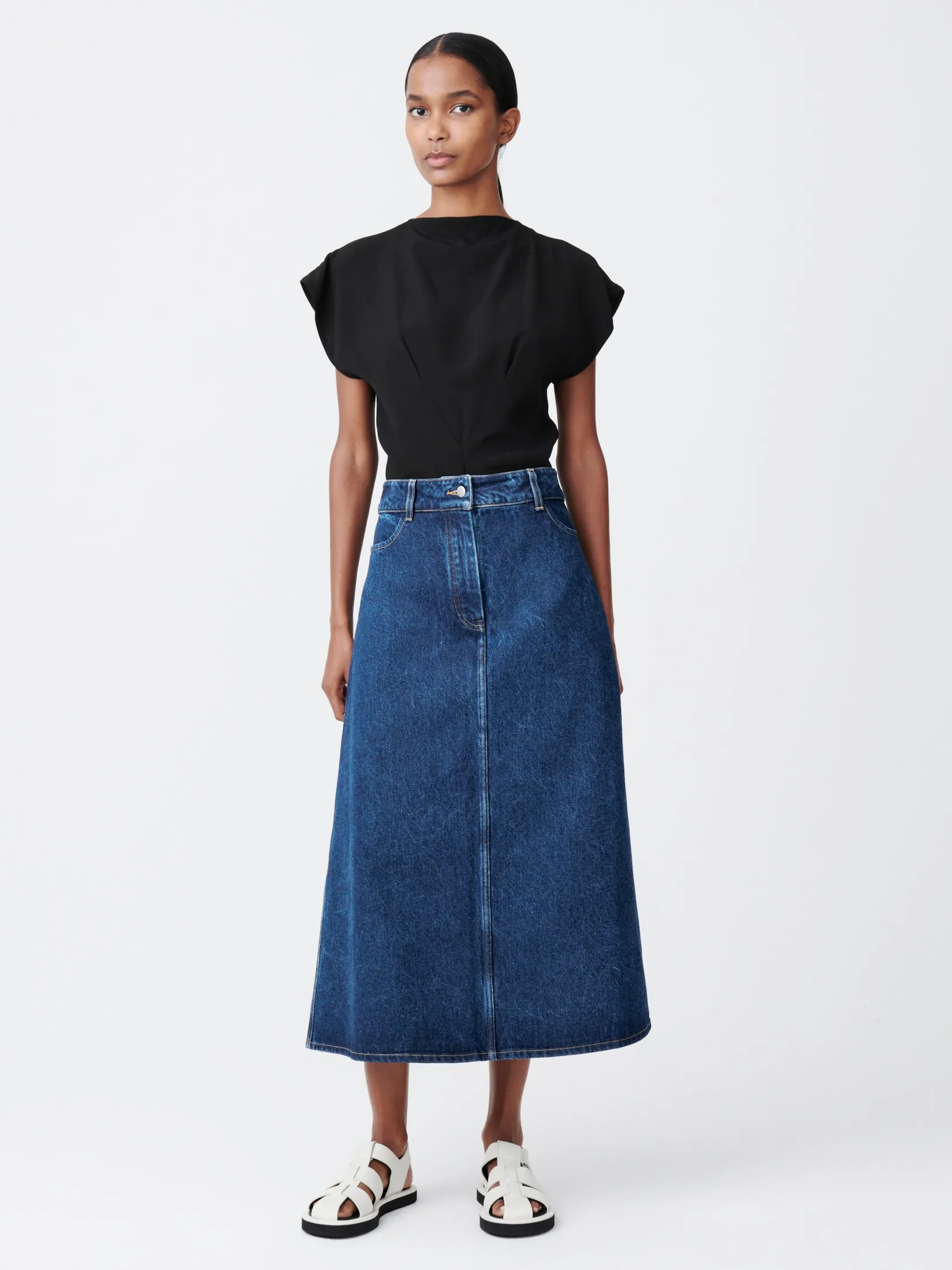 Online Studio Nicholson Baringo Denim Skirt Indigo Wash