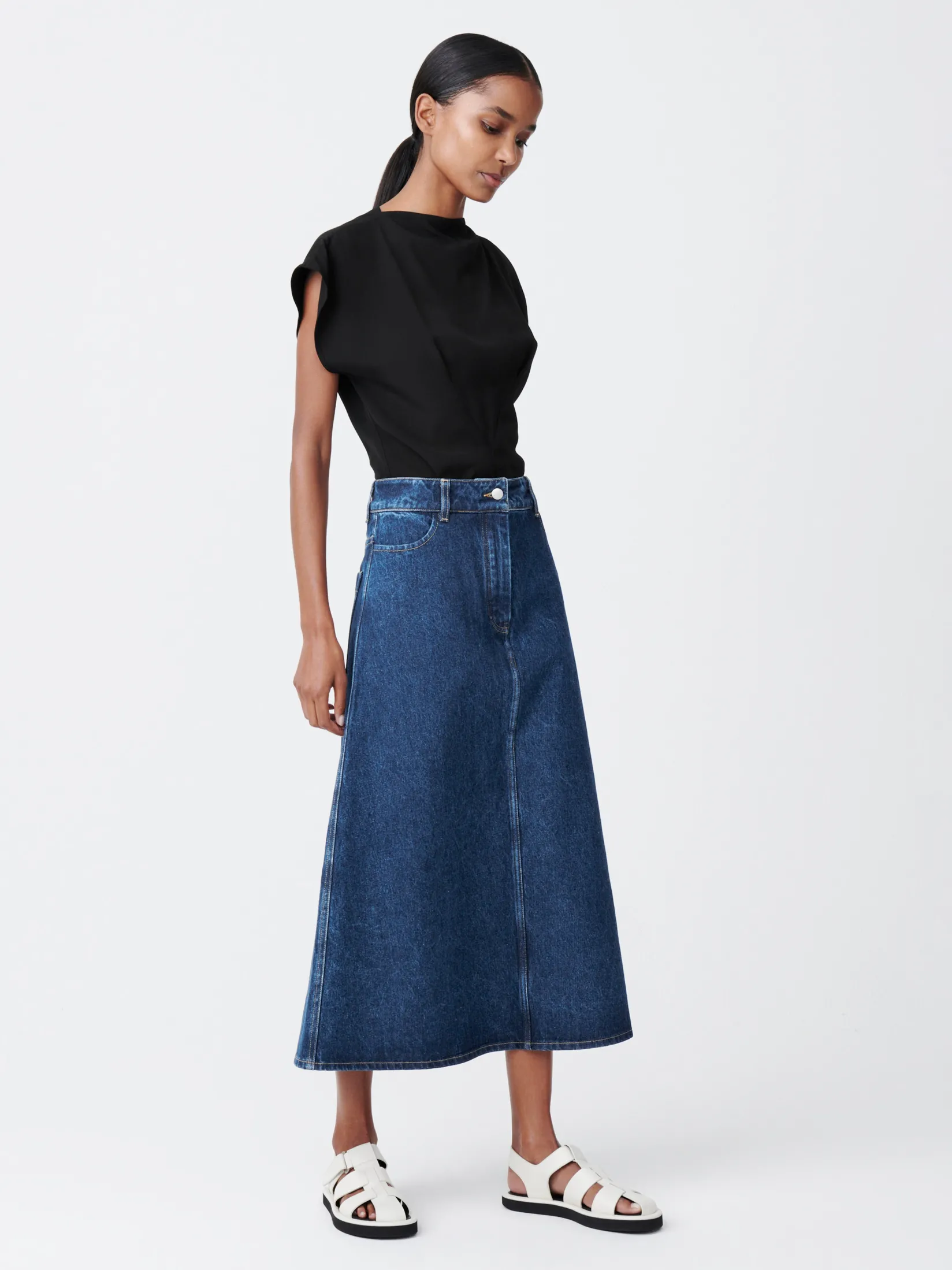Online Studio Nicholson Baringo Denim Skirt Indigo Wash