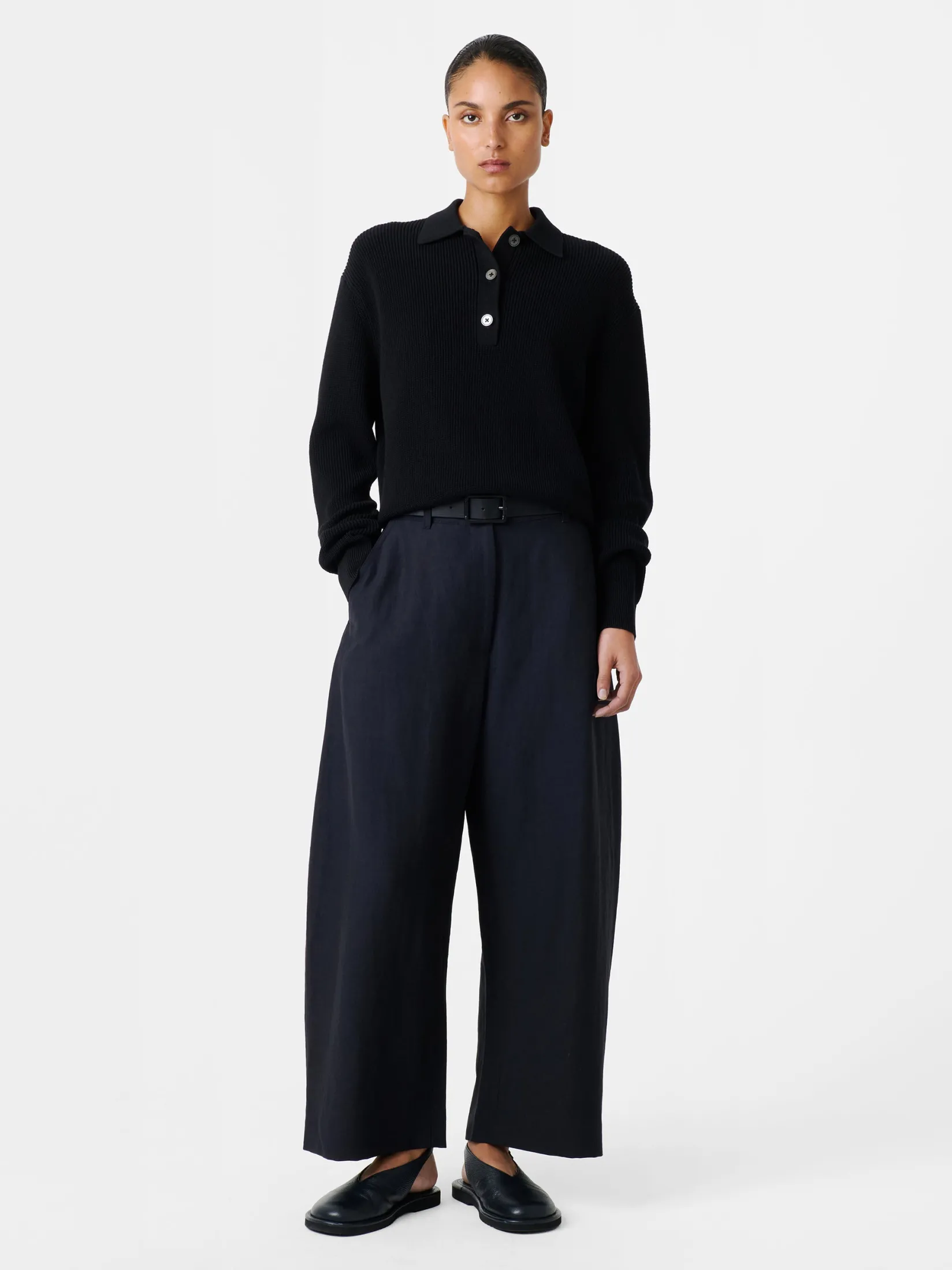 Outlet Studio Nicholson Chalco Linen Blend Pant Darkest Navy