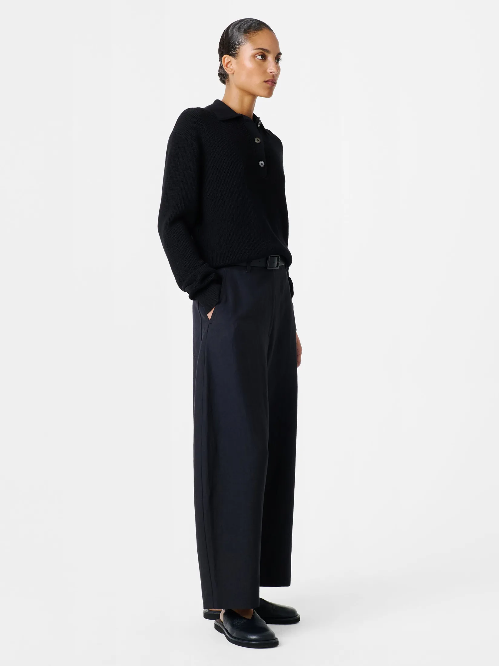 Outlet Studio Nicholson Chalco Linen Blend Pant Darkest Navy