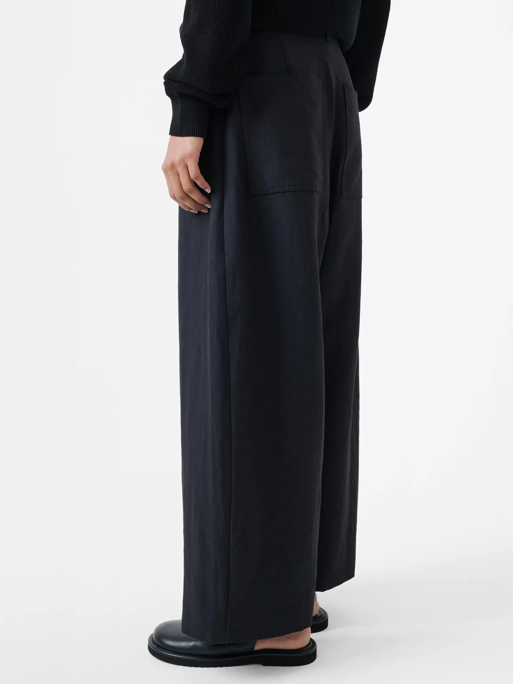 Outlet Studio Nicholson Chalco Linen Blend Pant Darkest Navy