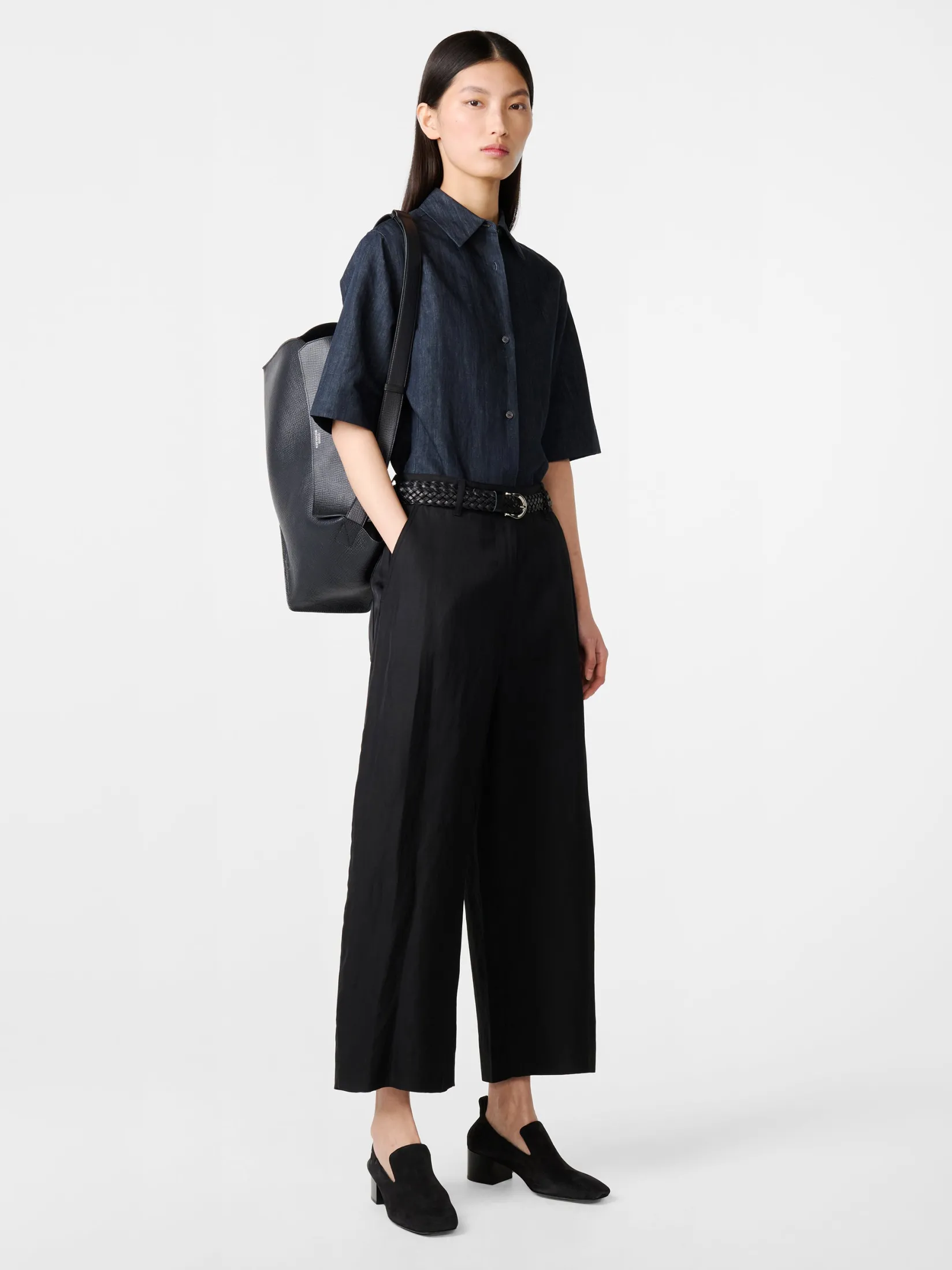 Sale Studio Nicholson Chalco Linen Pant Black