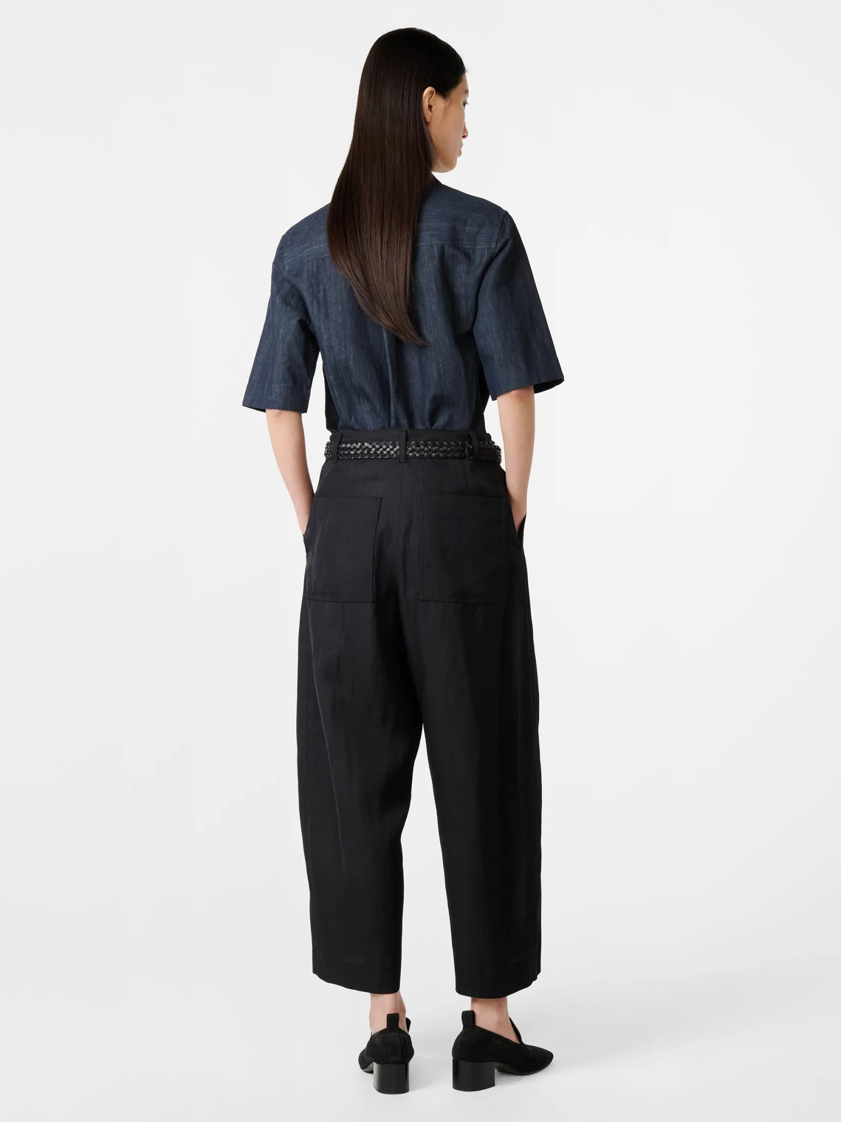 Sale Studio Nicholson Chalco Linen Pant Black