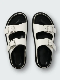 Fashion Studio Nicholson Denver Leather Sandal Parchment