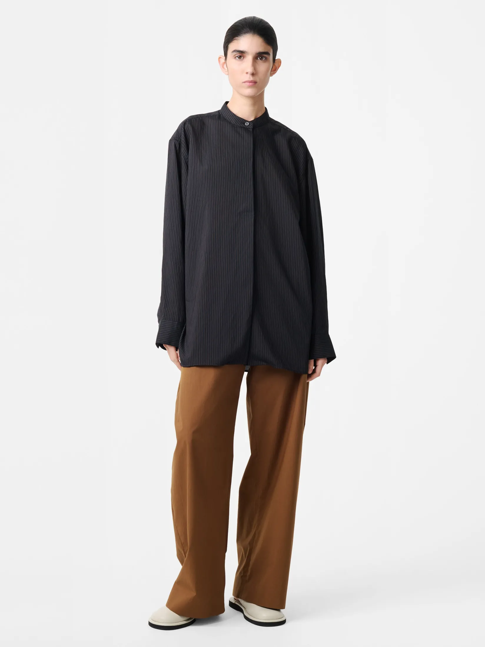 Online Studio Nicholson Faber Stripe Shirt Darkest Navy / Almond
