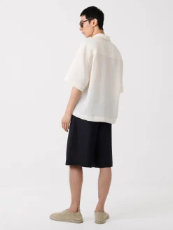 Hot Studio Nicholson Fowld Linen Short Darkest Navy