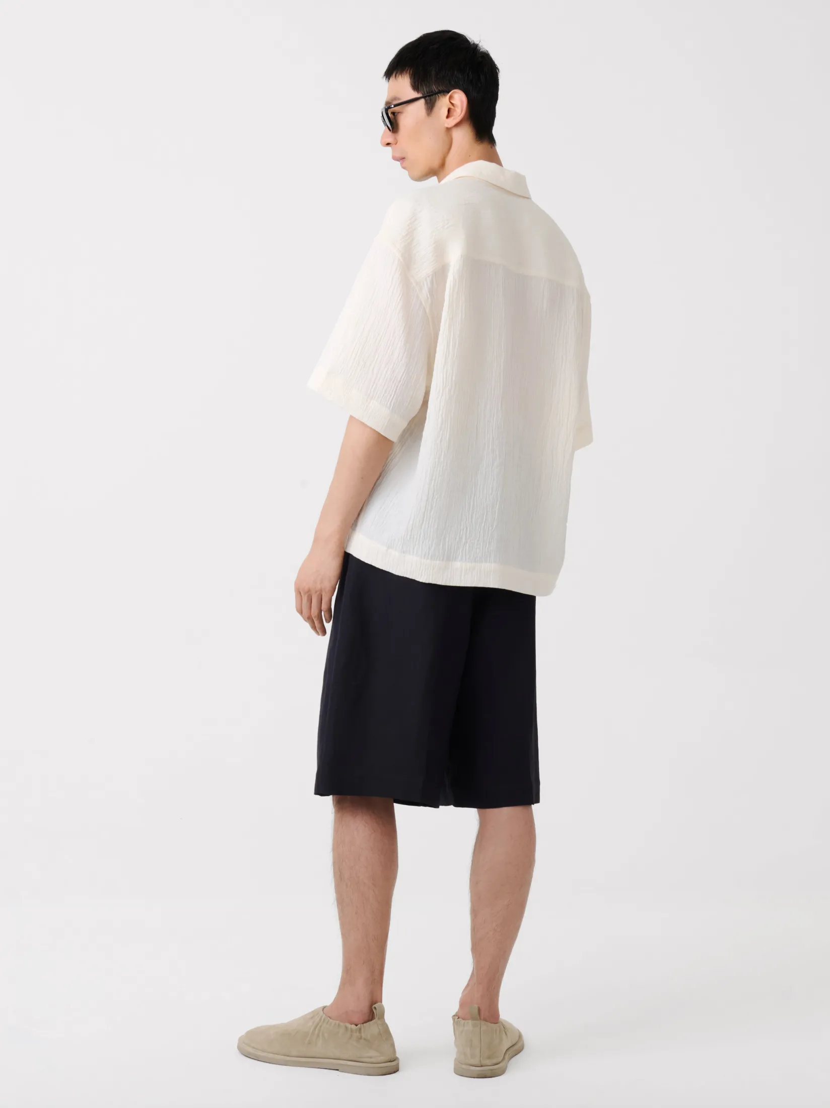 Hot Studio Nicholson Fowld Linen Short Darkest Navy