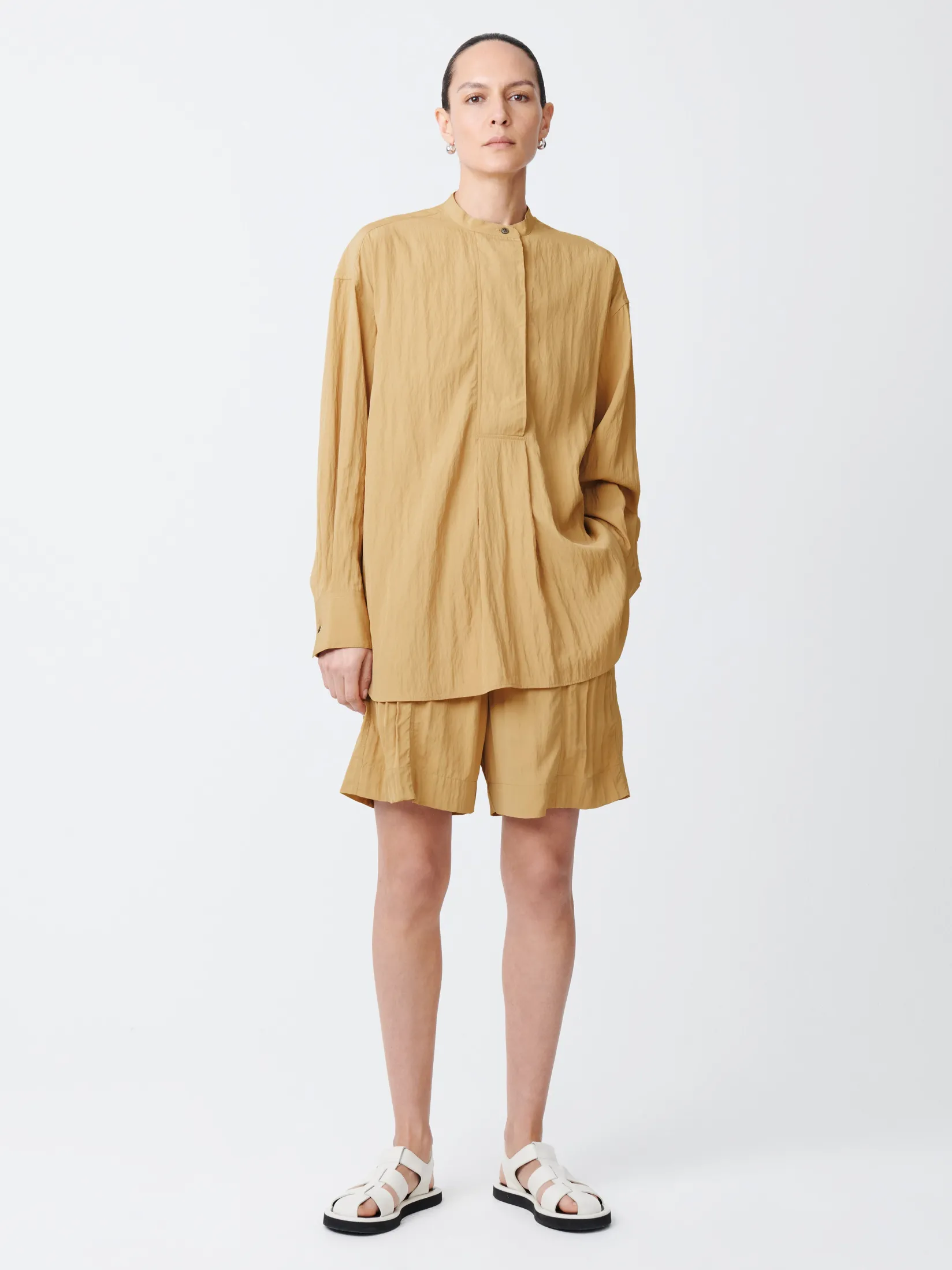 Discount Studio Nicholson Frink Viscose Shirt Sand