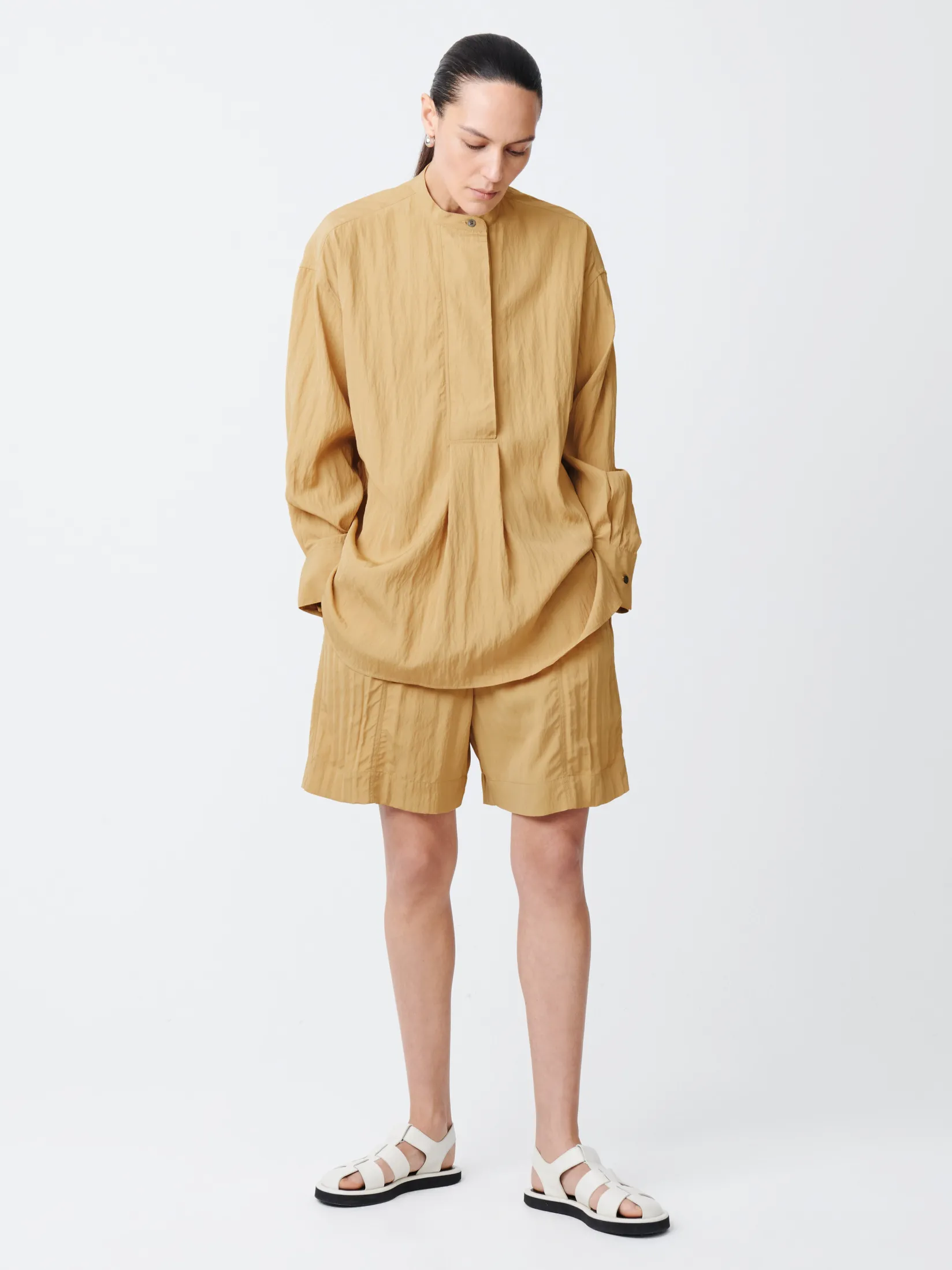 Discount Studio Nicholson Frink Viscose Shirt Sand