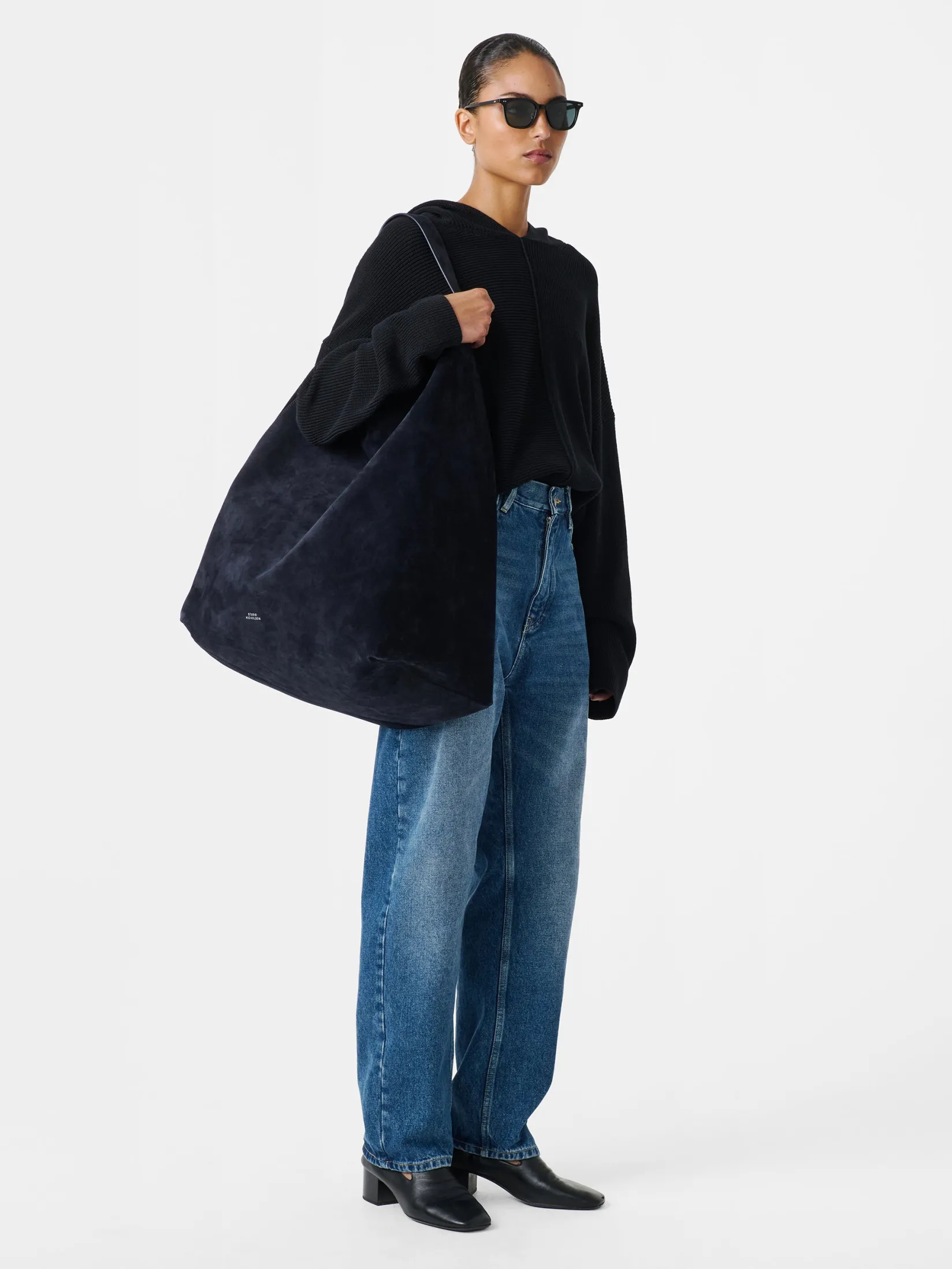 Outlet Studio Nicholson Hobo Type 2 Suede Bag Darkest Navy