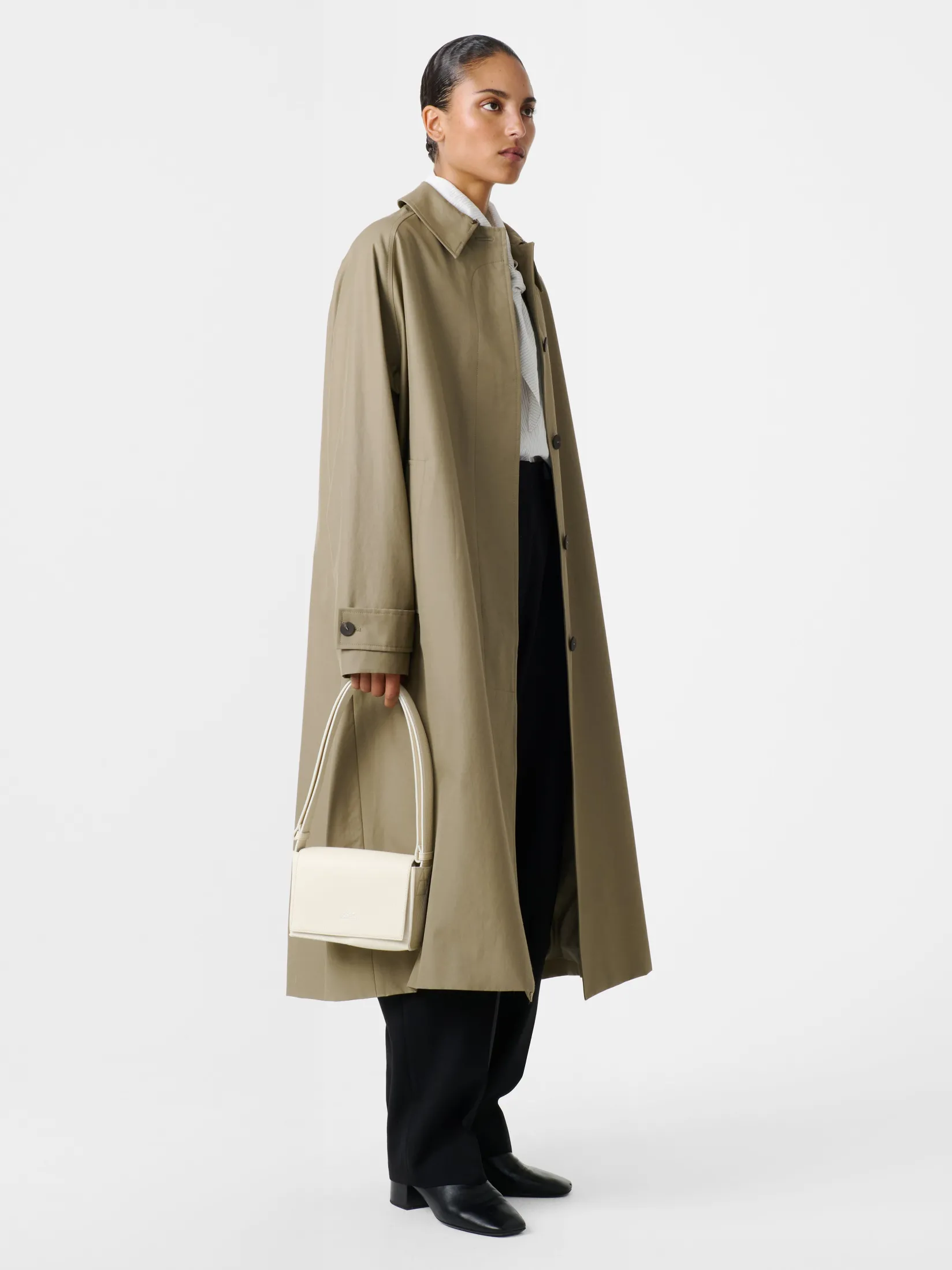 Clearance Studio Nicholson Holin Coated Cotton Coat Dark Dusk