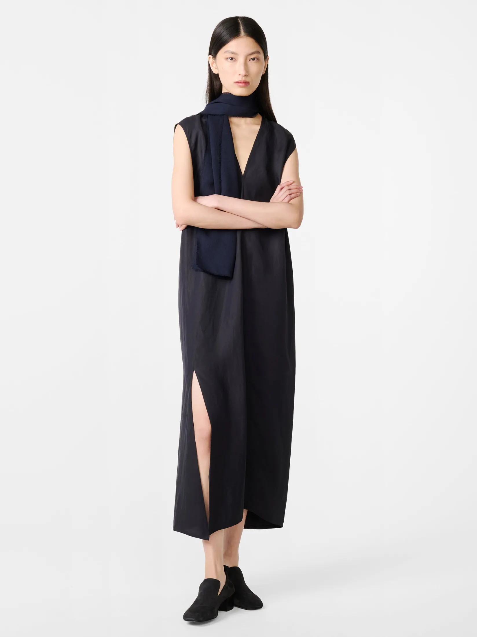 Sale Studio Nicholson Lise Linen Dress Darkest Navy