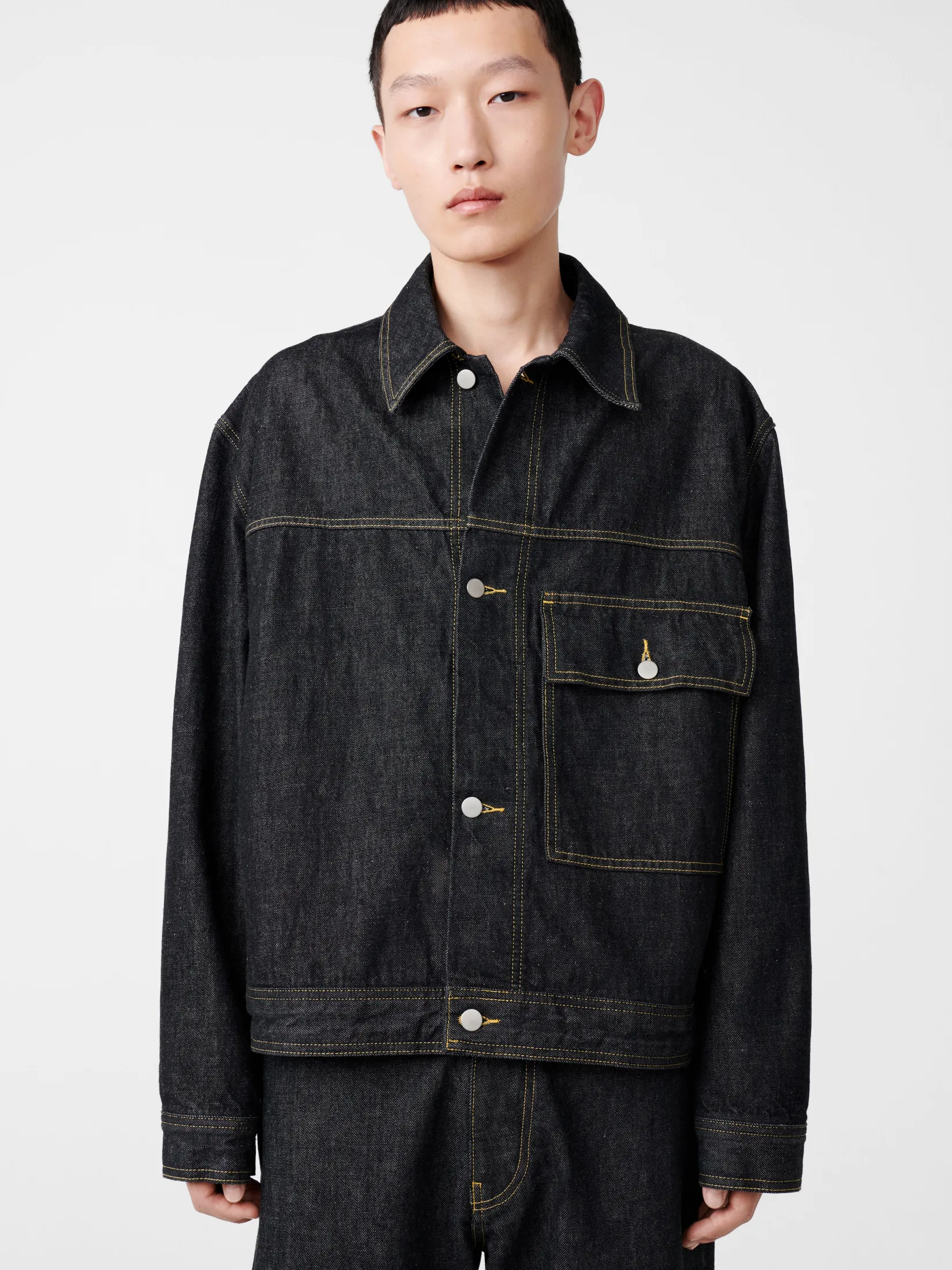 Clearance Studio Nicholson Petar Italian Denim Jacket Black