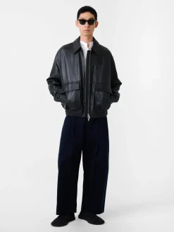 Fashion Studio Nicholson Piston Leather Jacket Black