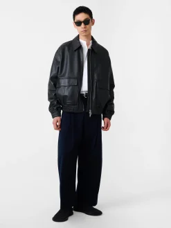 Fashion Studio Nicholson Piston Leather Jacket Black
