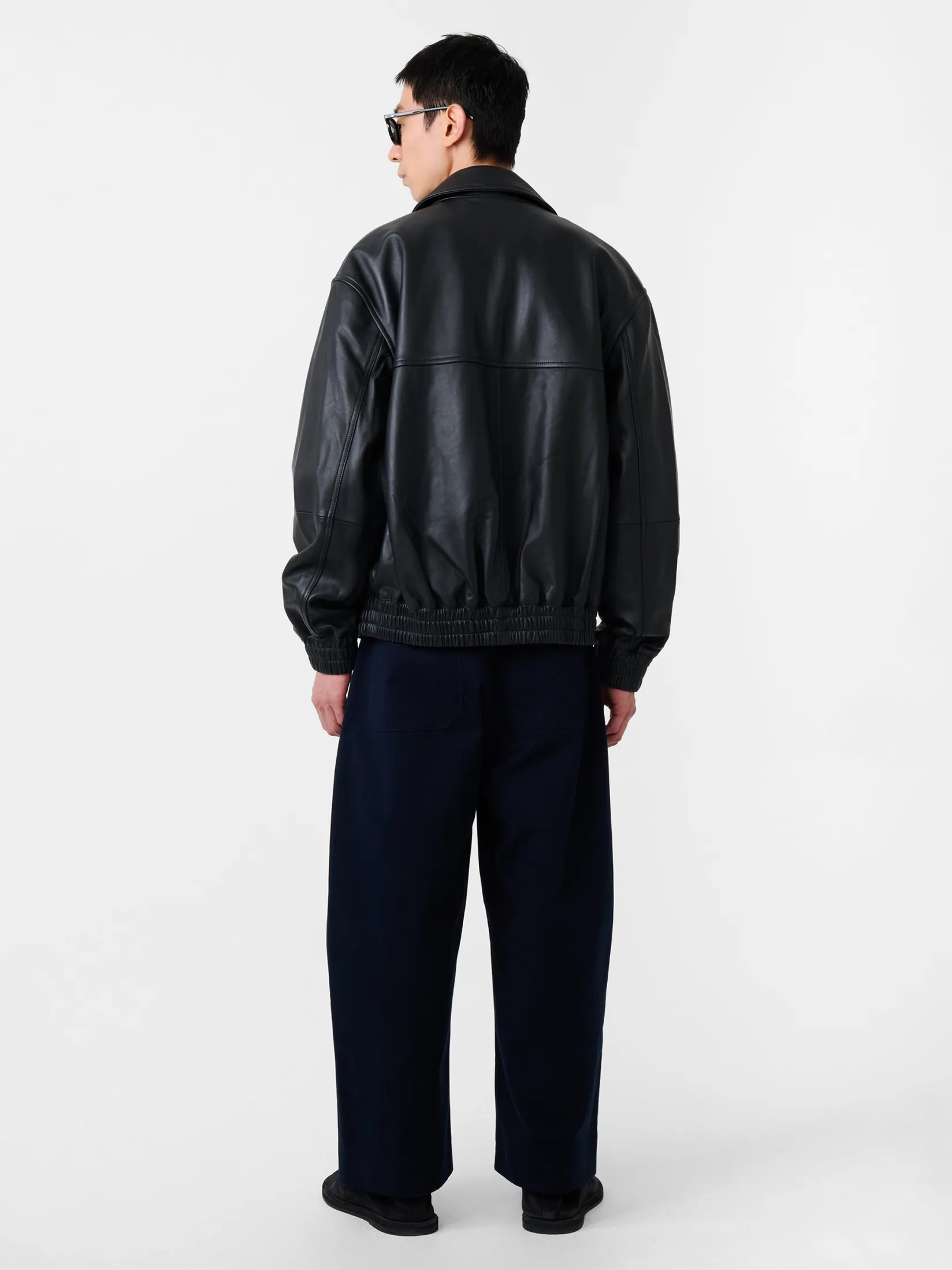 Fashion Studio Nicholson Piston Leather Jacket Black