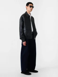 Fashion Studio Nicholson Piston Leather Jacket Black