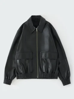 Fashion Studio Nicholson Piston Leather Jacket Black