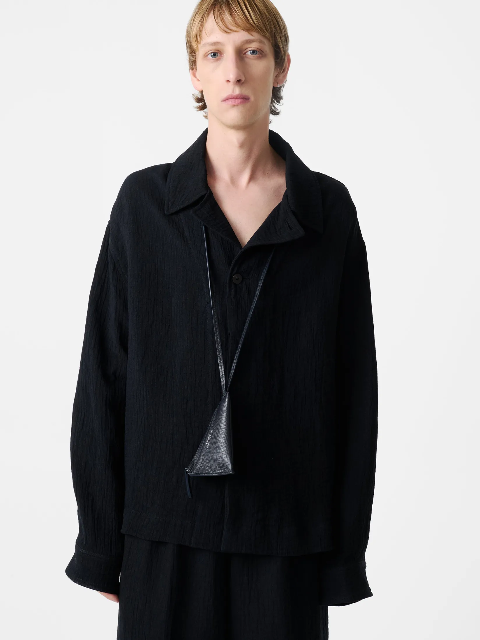 Online Studio Nicholson Pochi Leather Pouch Darkest Navy