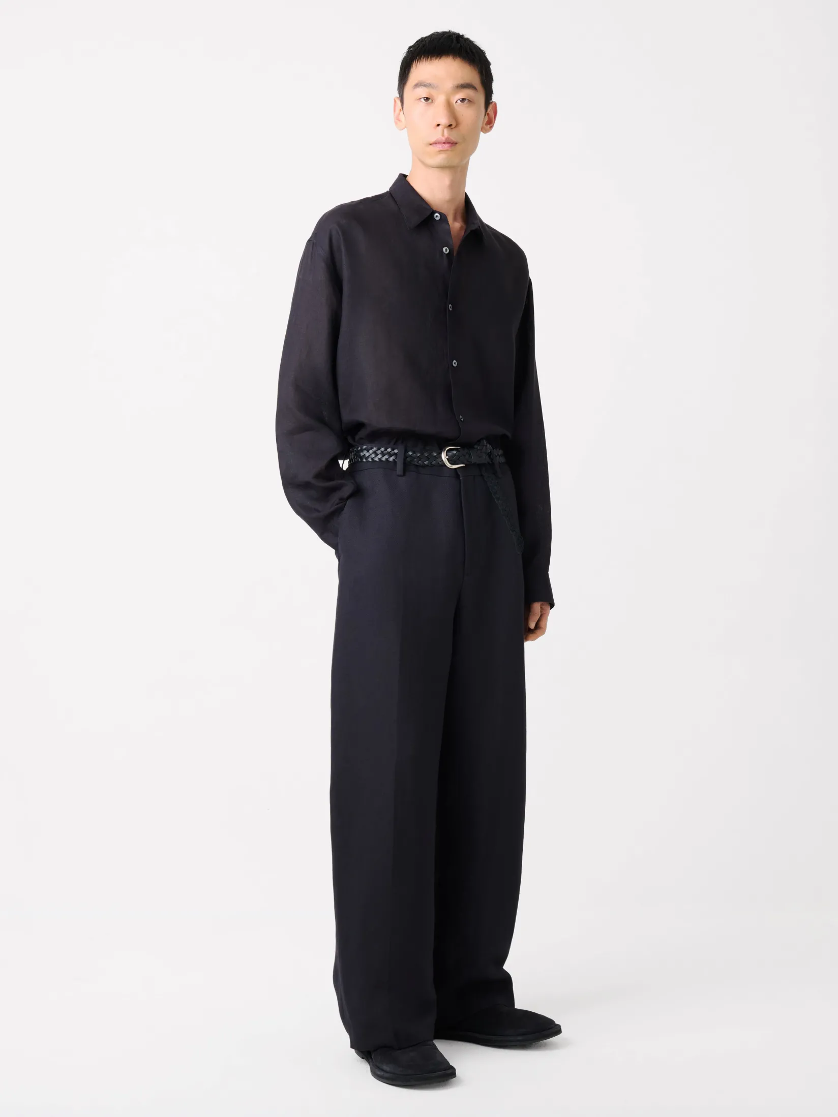 Online Studio Nicholson Rafe Linen Shirt Darkest Navy