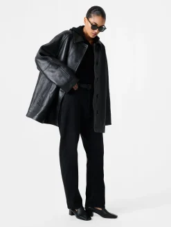 Outlet Studio Nicholson Ridger Leather Coat Black