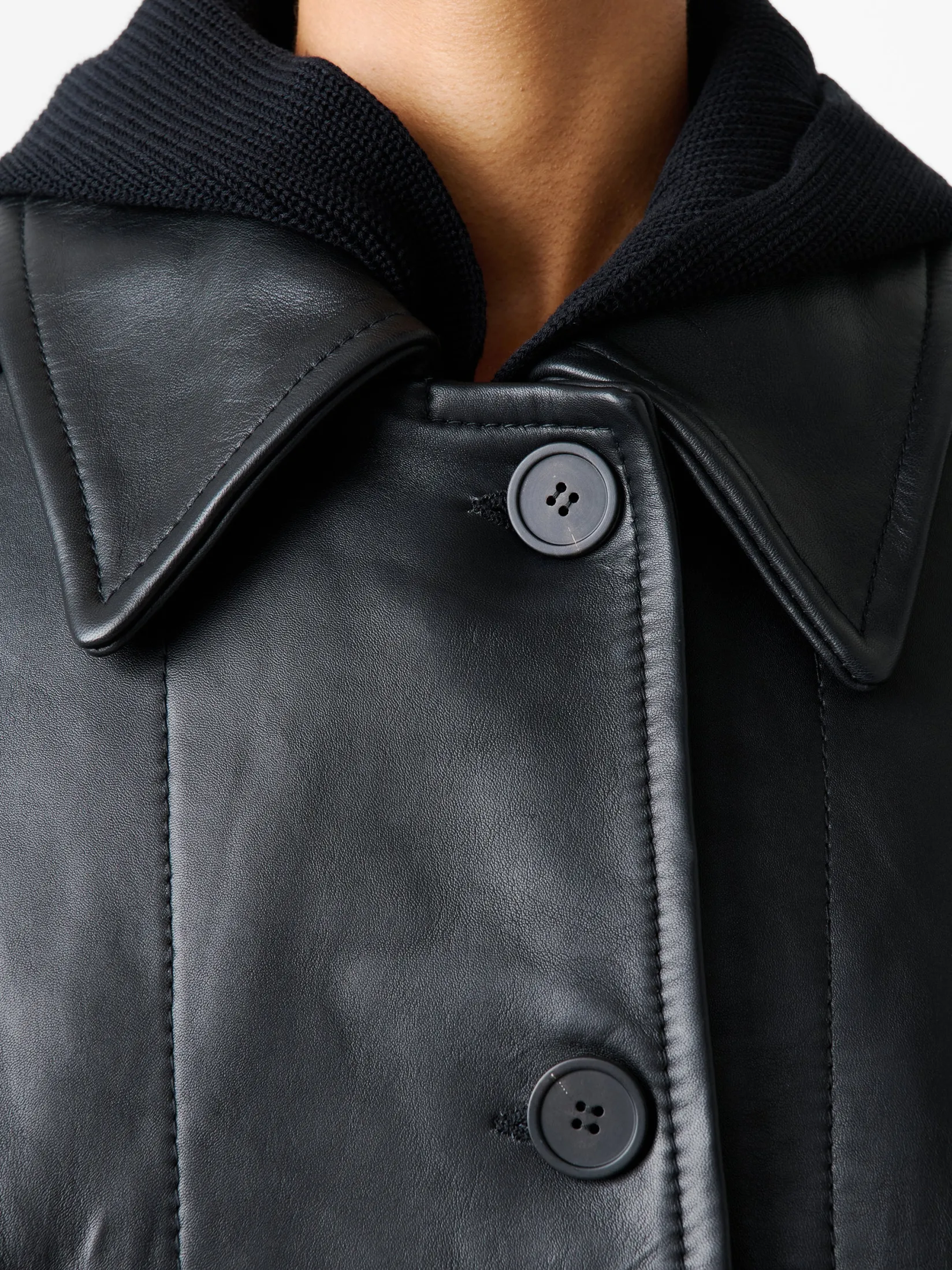 Outlet Studio Nicholson Ridger Leather Coat Black