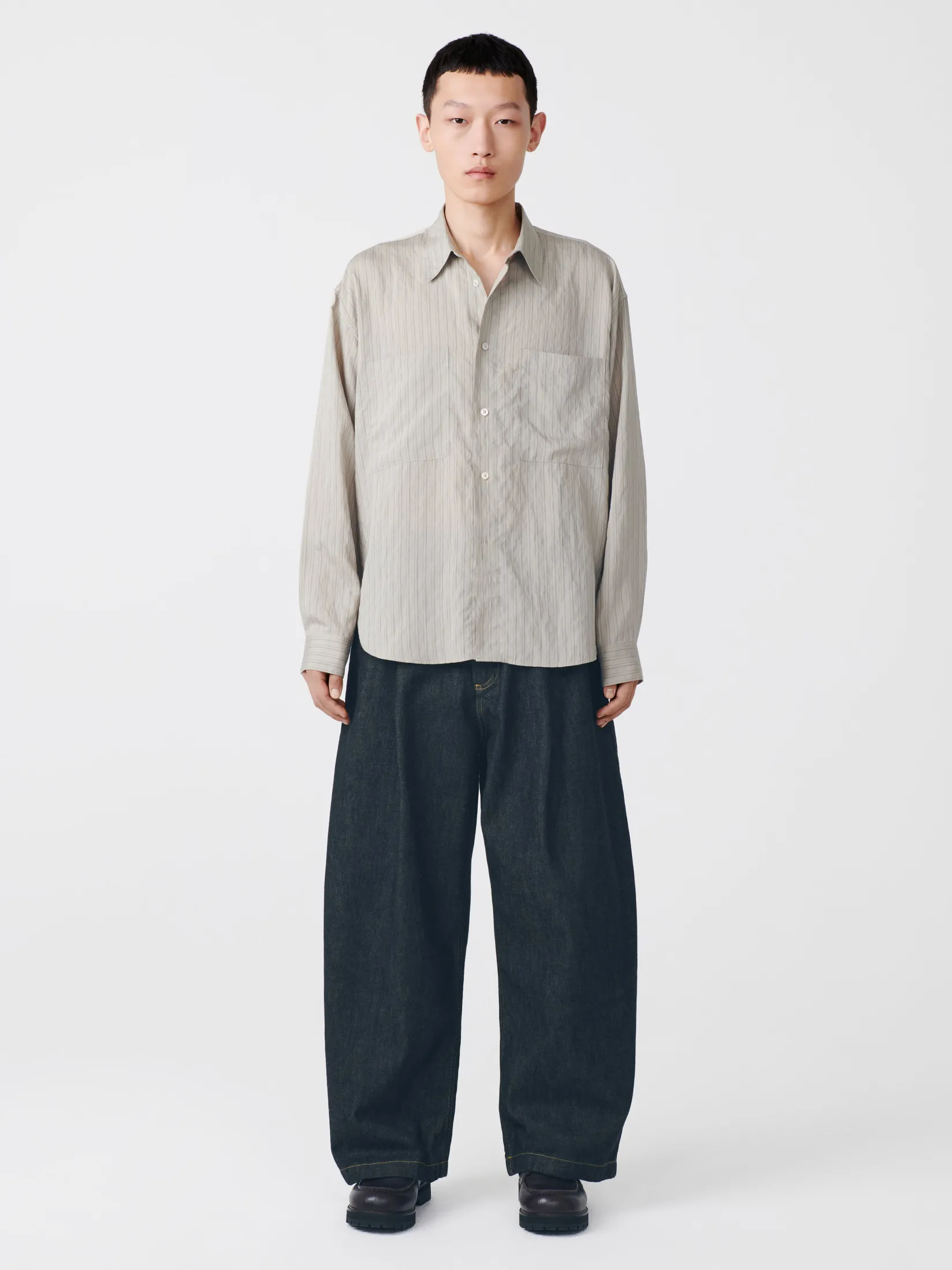 Clearance Studio Nicholson Salin Shirt Pebble Black