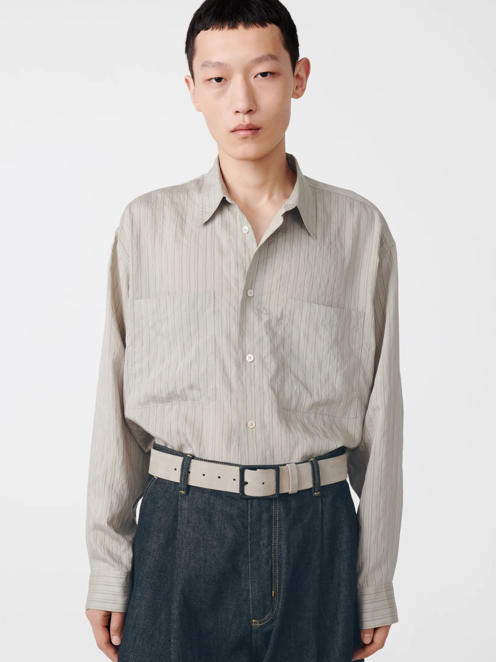 Clearance Studio Nicholson Salin Shirt Pebble Black