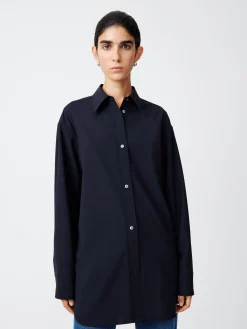 Outlet Studio Nicholson Santos Tropical Wool Shirt Darkest Navy