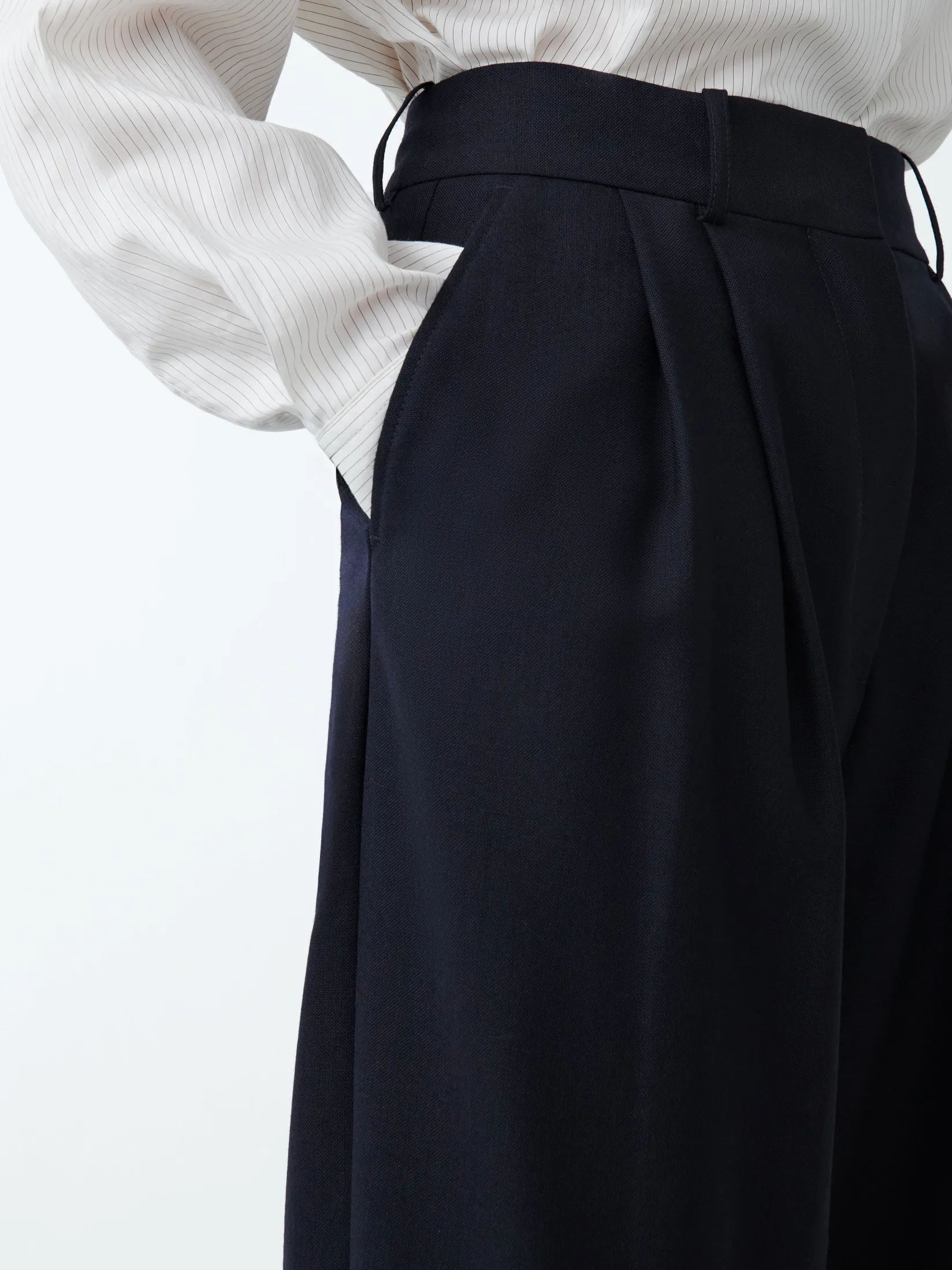 Sale Studio Nicholson Sperro Tropical Wool Pant Darkest Navy
