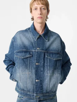 Discount Studio Nicholson Stein Denim Jacket Worn Wash Indigo