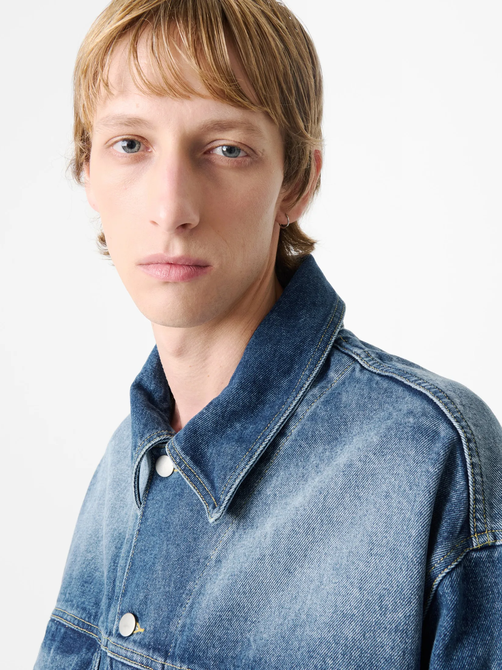 Discount Studio Nicholson Stein Denim Jacket Worn Wash Indigo