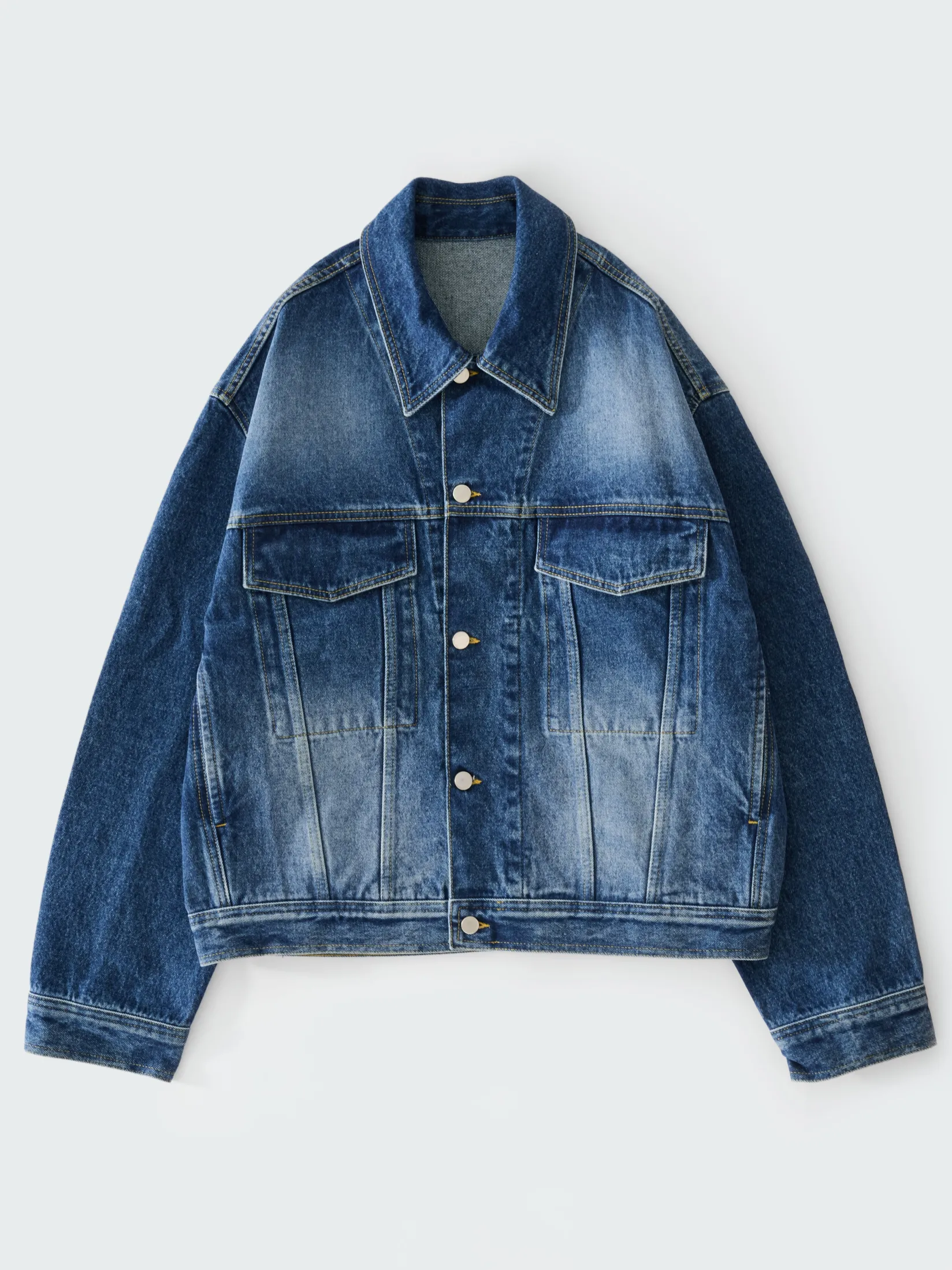 Discount Studio Nicholson Stein Denim Jacket Worn Wash Indigo
