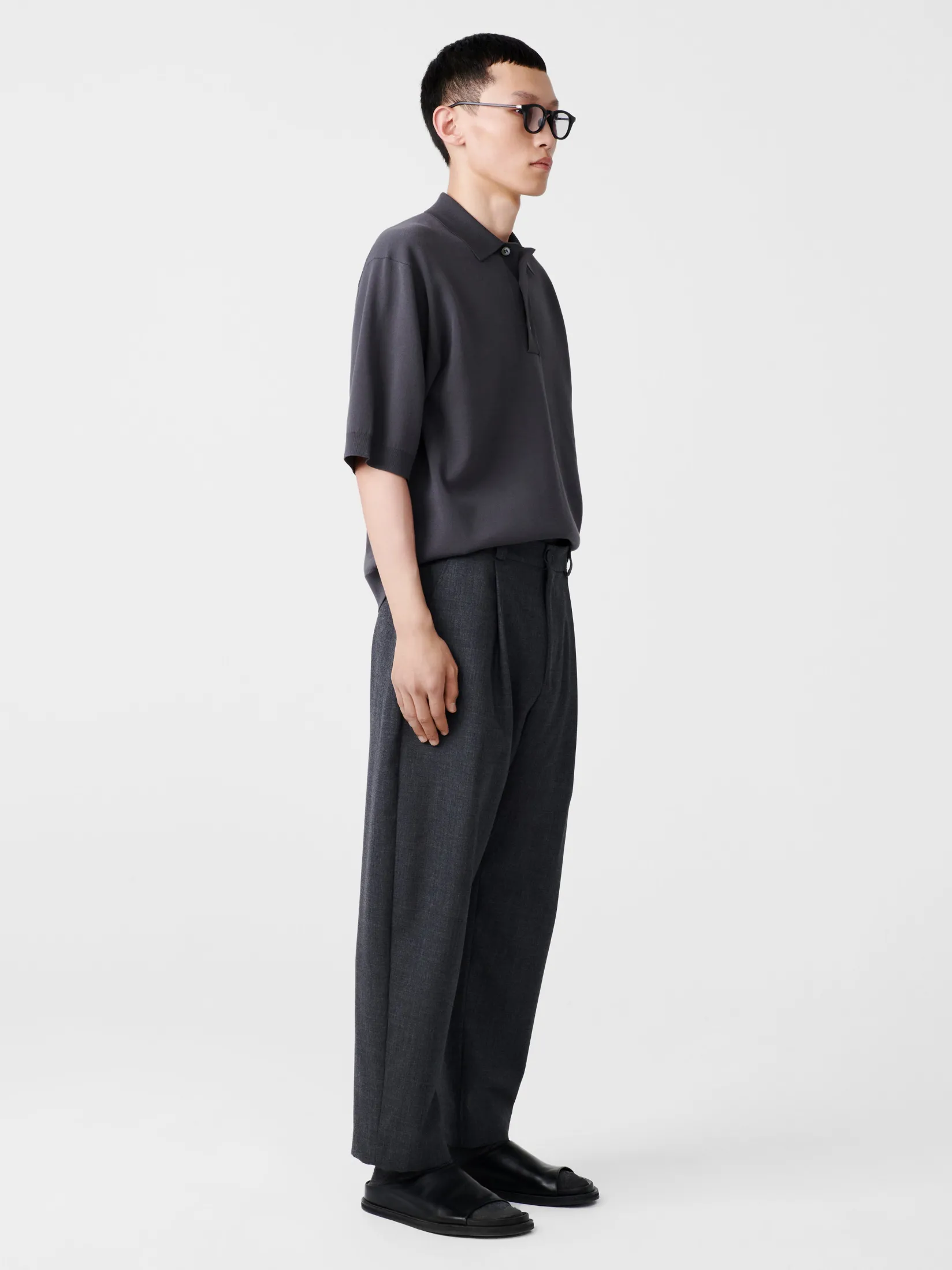 Online Studio Nicholson Tuck Tropical Wool Pant Tarmac