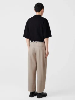 Outlet Studio Nicholson Tuck Tropical Wool Pant Straw Melange
