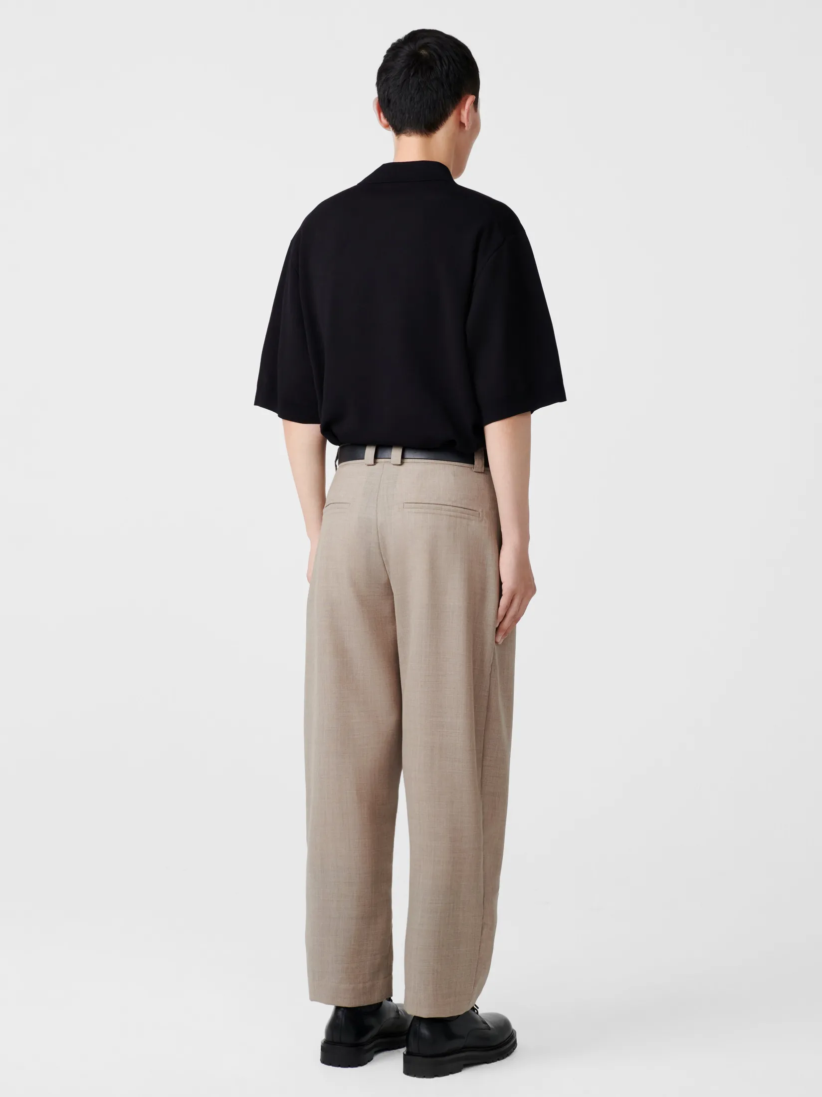 Outlet Studio Nicholson Tuck Tropical Wool Pant Straw Melange
