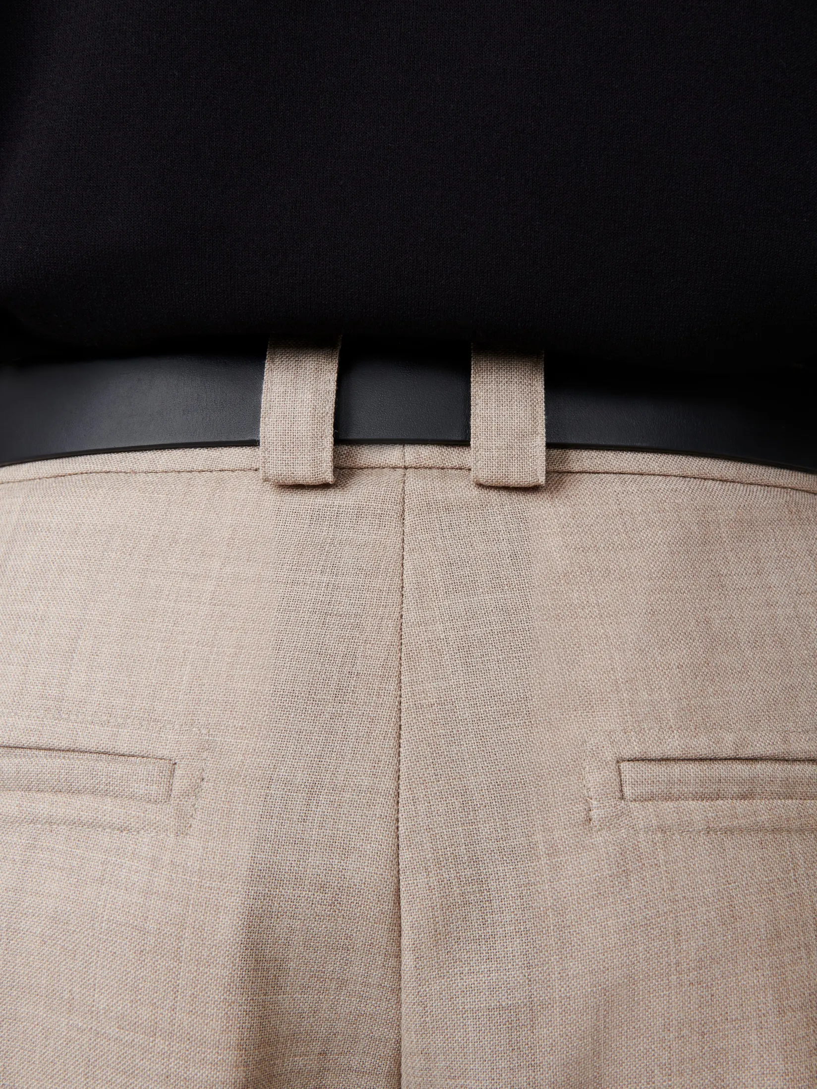 Outlet Studio Nicholson Tuck Tropical Wool Pant Straw Melange