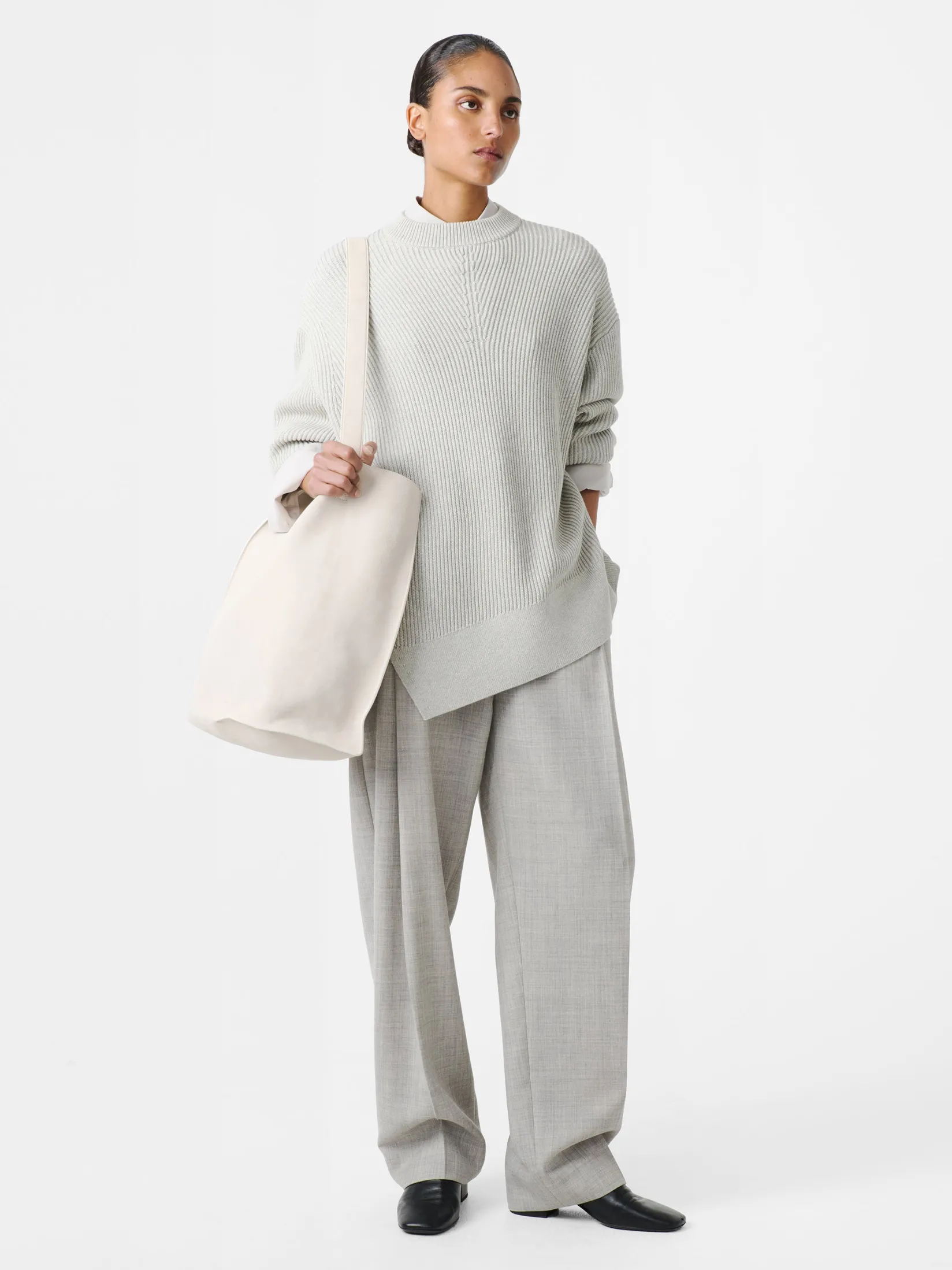 Online Studio Nicholson Vai Tropical Wool Pant Ice Melange