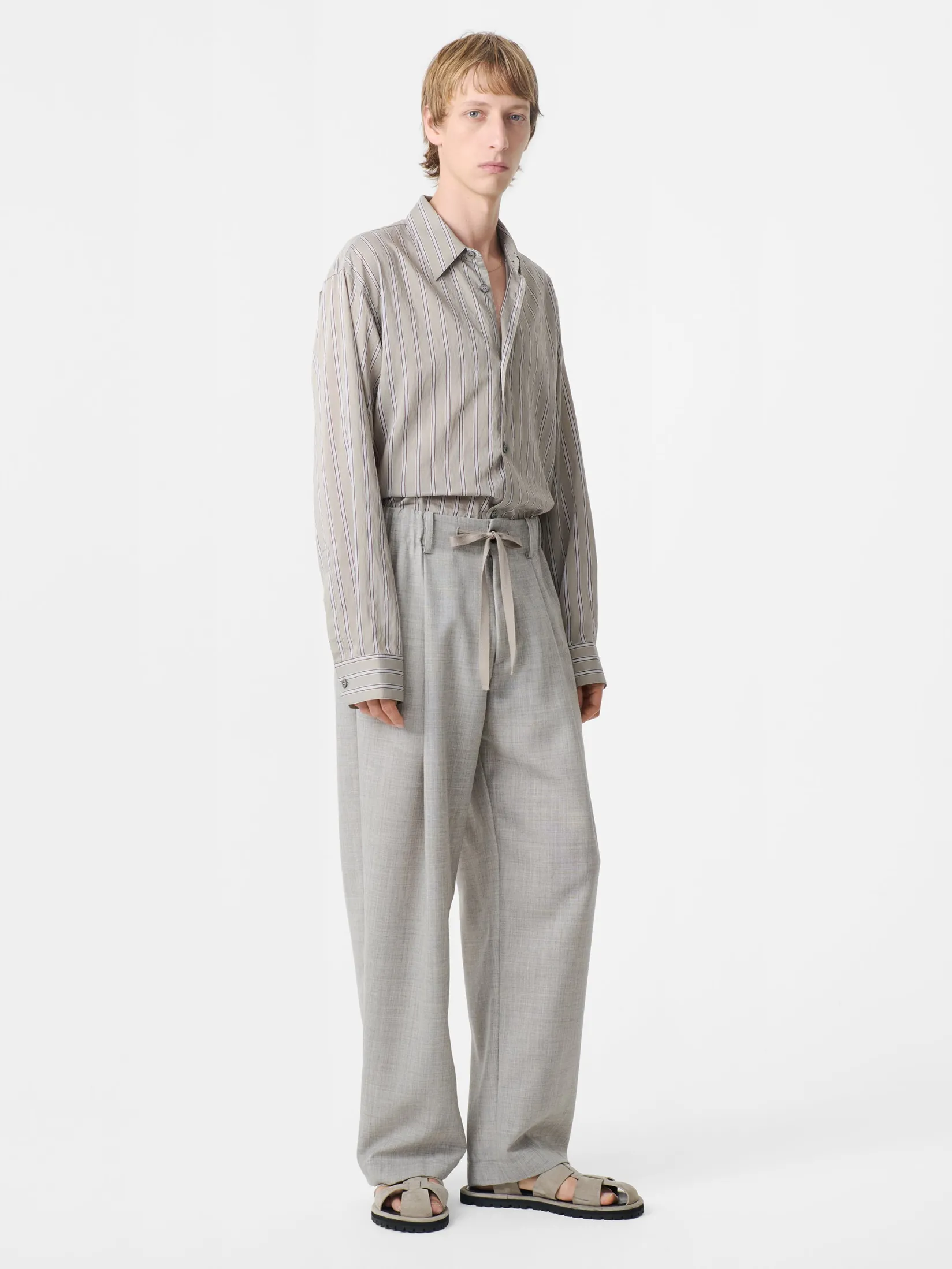 New Studio Nicholson View Shirt Putty Stripe