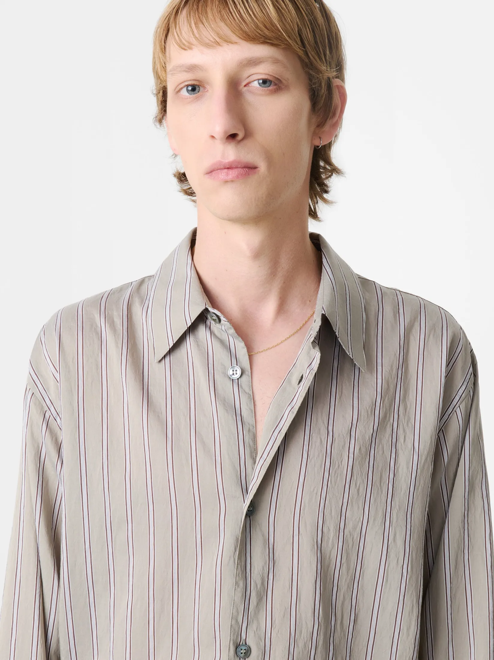 New Studio Nicholson View Shirt Putty Stripe