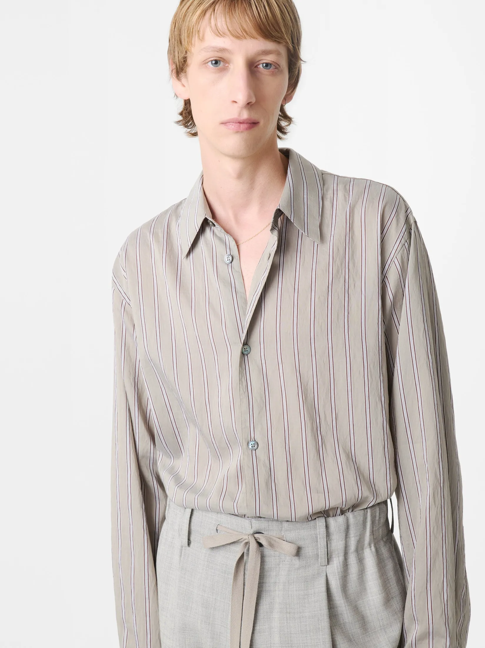 New Studio Nicholson View Shirt Putty Stripe