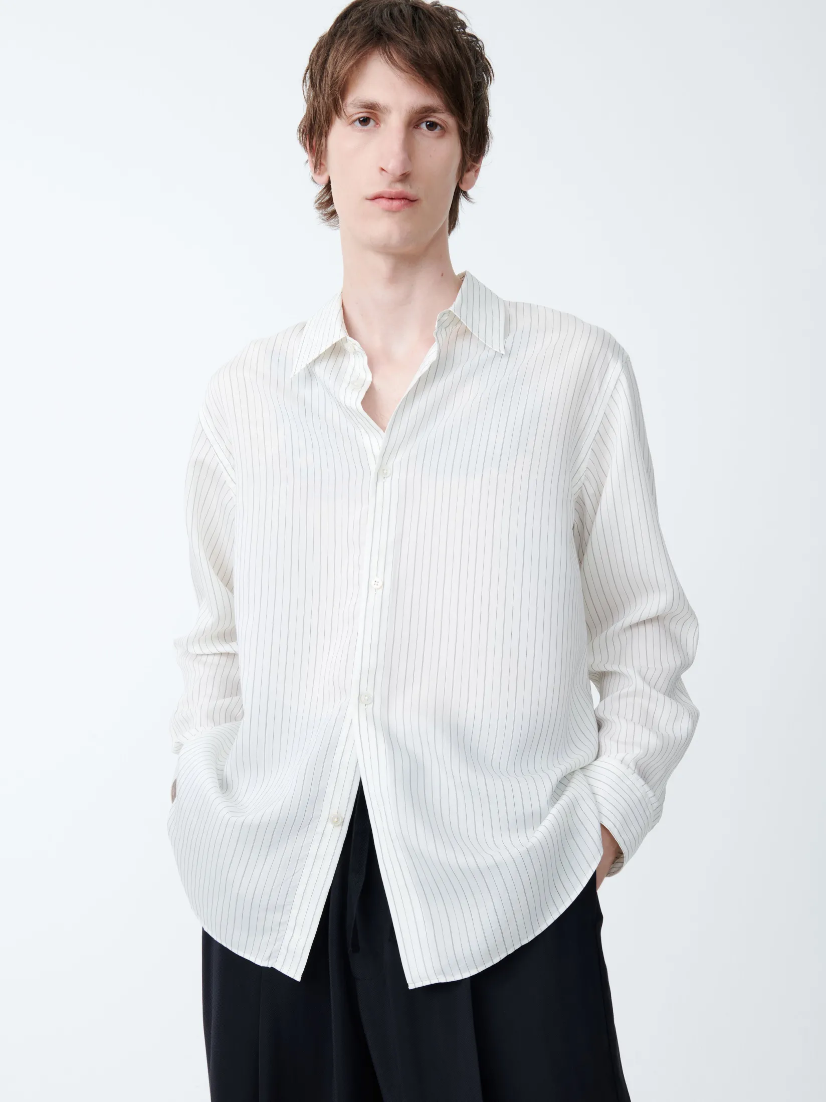 Outlet Studio Nicholson View Silk Shirt Ecru / Black Stripe