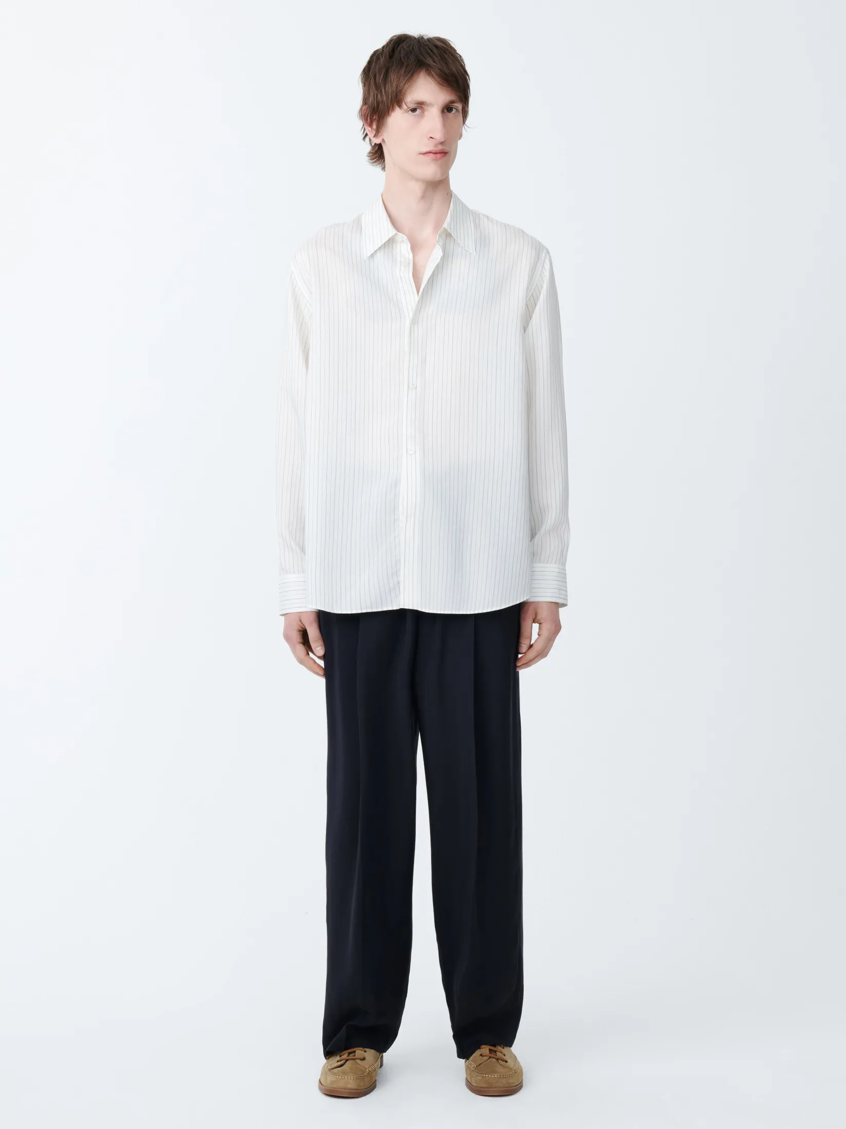 Outlet Studio Nicholson View Silk Shirt Ecru / Black Stripe