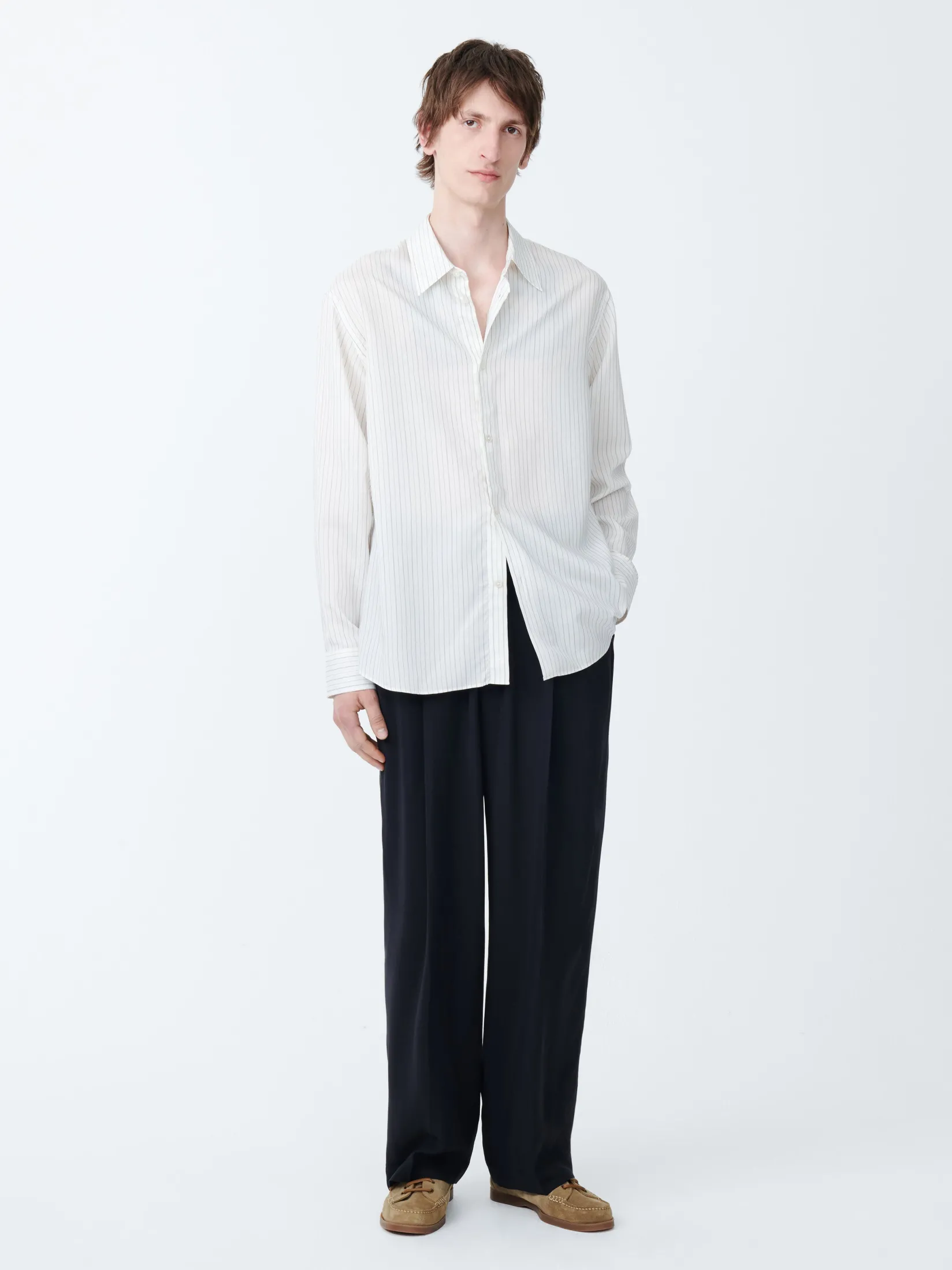 Outlet Studio Nicholson View Silk Shirt Ecru / Black Stripe