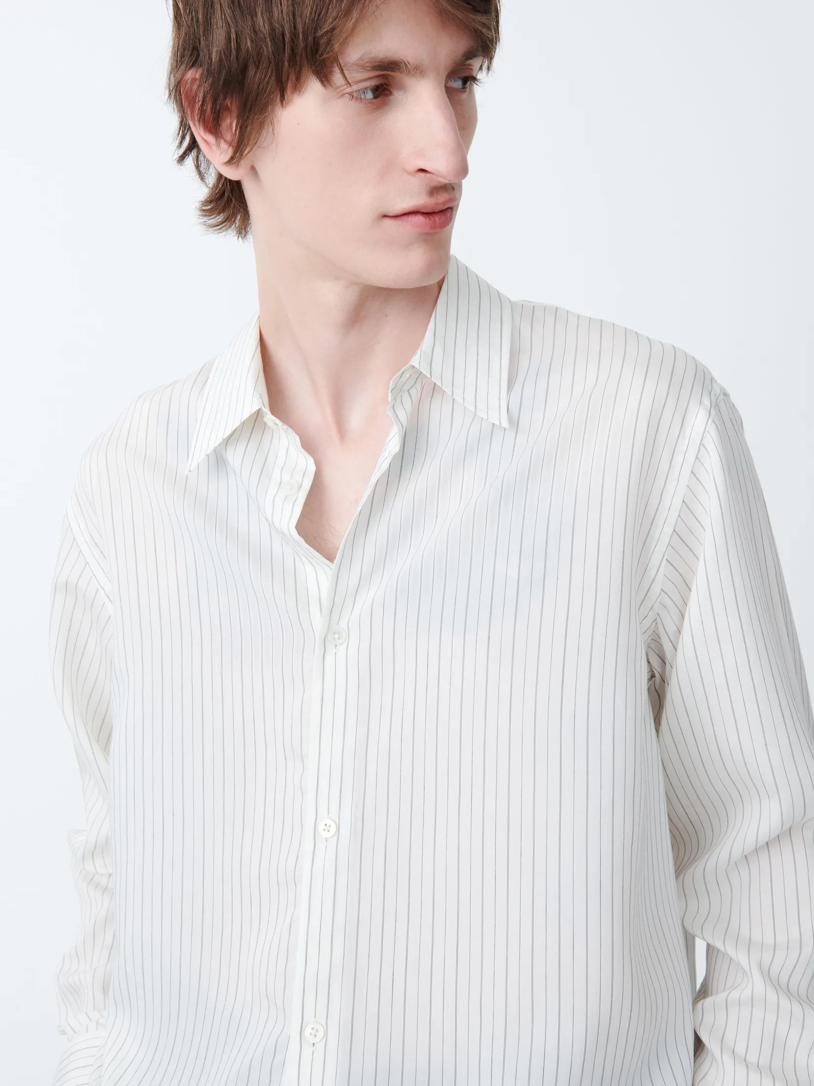 Outlet Studio Nicholson View Silk Shirt Ecru / Black Stripe