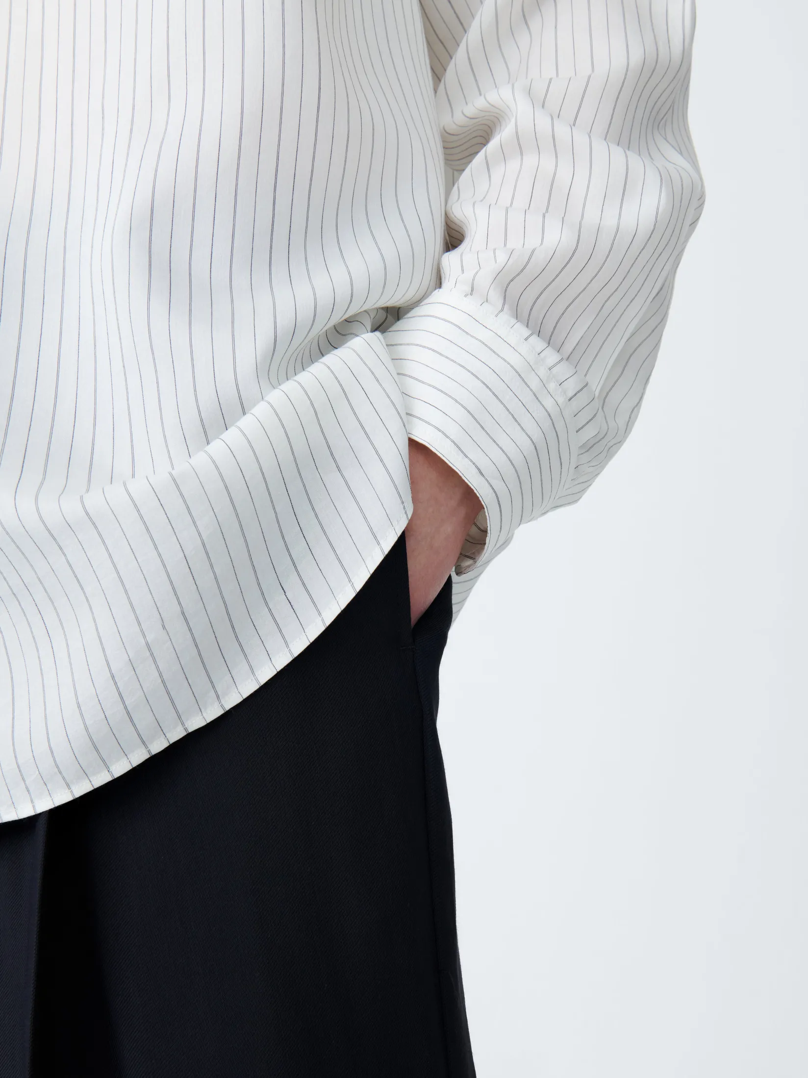 Outlet Studio Nicholson View Silk Shirt Ecru / Black Stripe